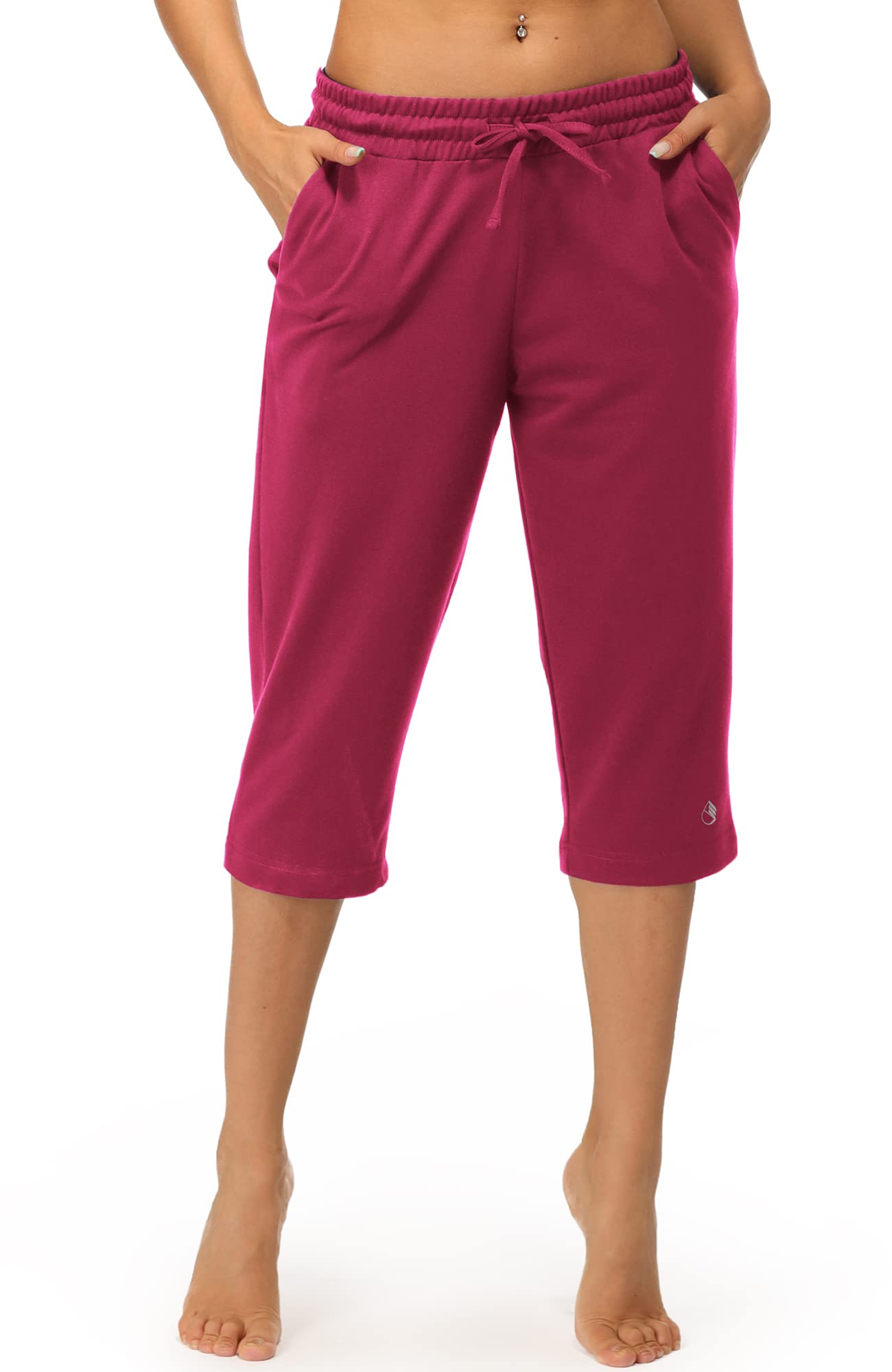 icyzone Capri Sweatpants for Women - French Terry Workout Cropped Joggers Athletic Lounge Pants with Pockets