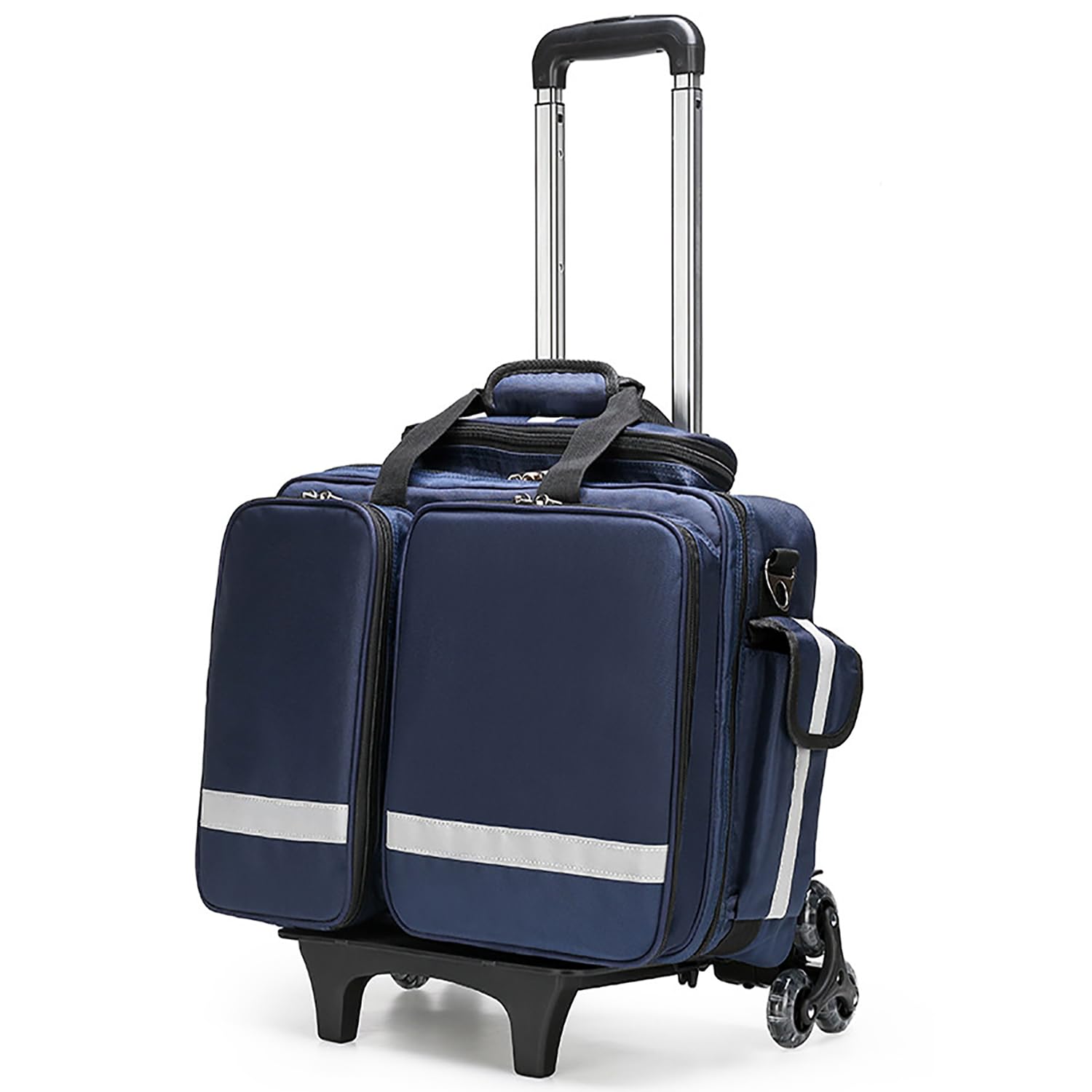 Erste-Hilfe-Set Tasche mit Rädern – Große Kapazität Wasserdichte Notfall-Traumatasche für EMT, EMS, Sanitäter – Tragbarer Outdoor-Medizin-Trolley mit Inneneinteilungen, blau