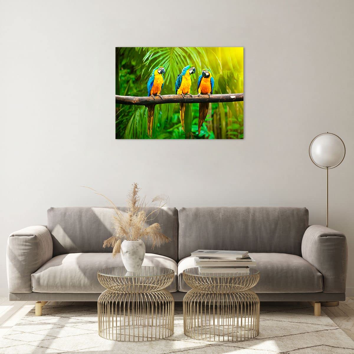 Cuadro sobre Vidrio 70x50cm Moderno Horizontal Botánica Naturaleza - 2696 | Loros Vistoso Cuadro Decorativo Arte mural Salón Dormitorio Cocina Cuadros de Pared Impresión en Cristal Glasprint ARTTOR
