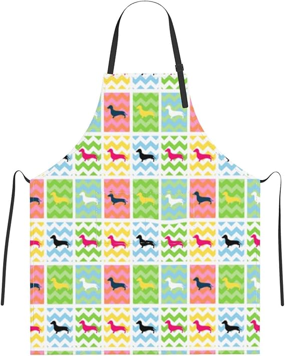 Amazon Co Jp エプロン カラフルなダックスフンド愛の犬 首掛け メンズ レデイース カフェエプロン おしゃれ ポケット 汚れにくい シワ防止 料理教室用エプロン 並行輸入品 ホーム キッチン