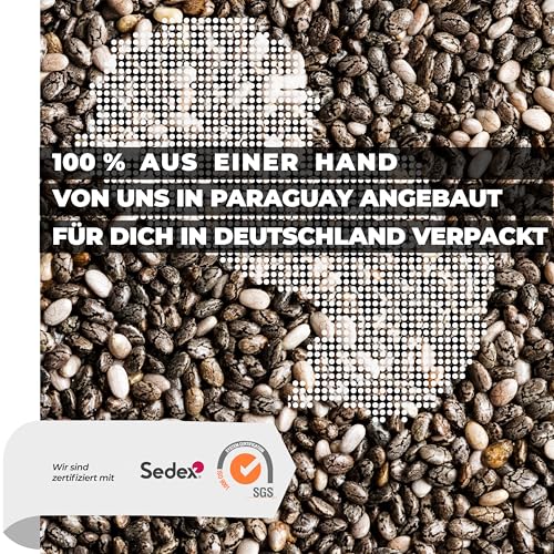 Chia Samen 1 kg – Naturacereal – aus Paraguay, in Deutschland verpackt – vegan & glutenfrei – mit Omega-3 & Omega-6, Ballaststoffen & Protein – für Müsli, Smoothies, Chia-Pudding & Backen