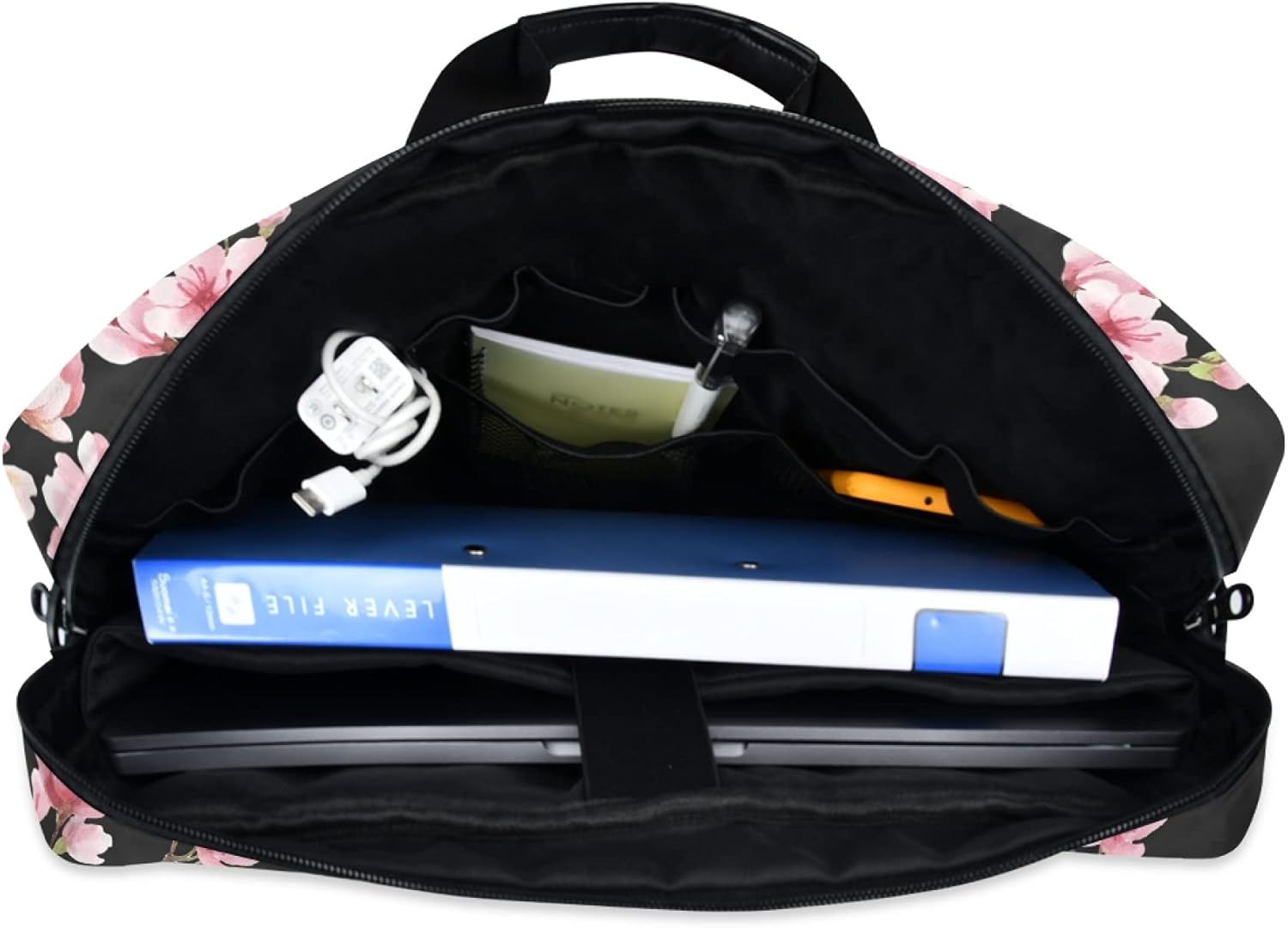 ALAZA Pink Cherry Blossom Flower Floral Sakura Laptop Case Bag Sleeve Portable Crossbody Messenger Briefcase w/Strap Handle, 13 14 15.6 inch