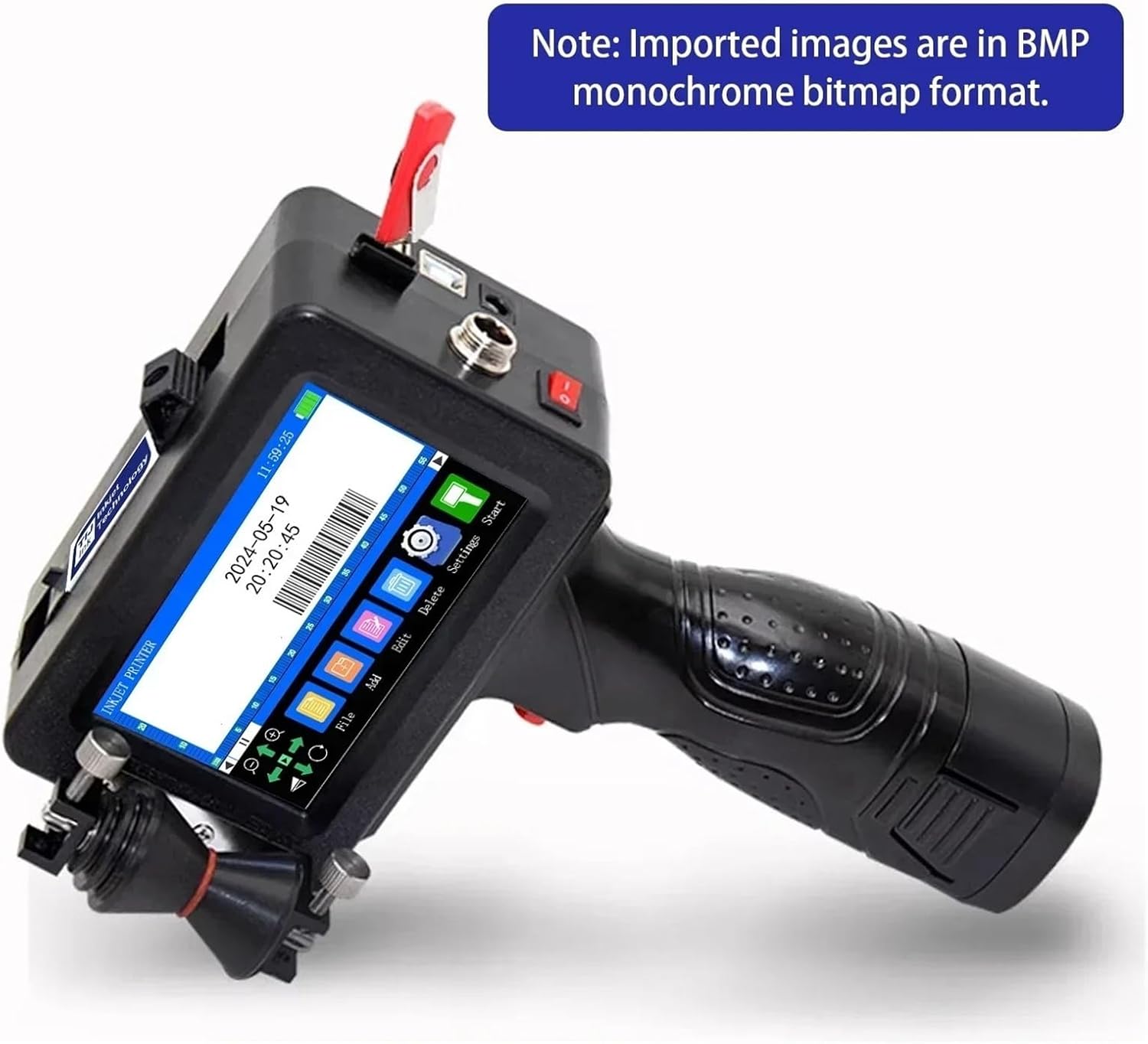 12.7mm Portable Inkjet Printer for Pipe Cable Efficient Text QR Barcode Batch Number Logo(Without Ink,JP)