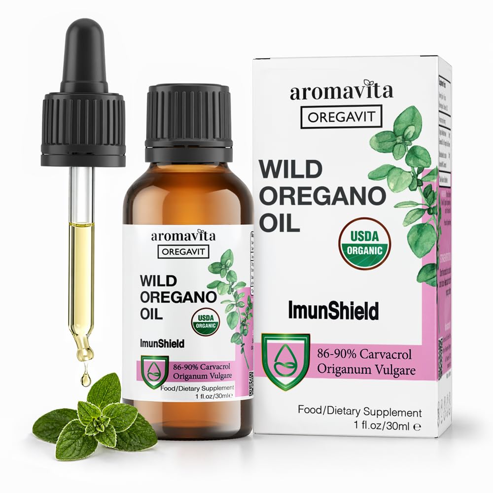 ImunShield - Integratore di olio di origano greco selvatico, raccolto a mano, 86-90% di carvacrolo per un supporto immunitario e digestivo avanzato, biologico, vegano, non OGM, senza glutine, 30 ml