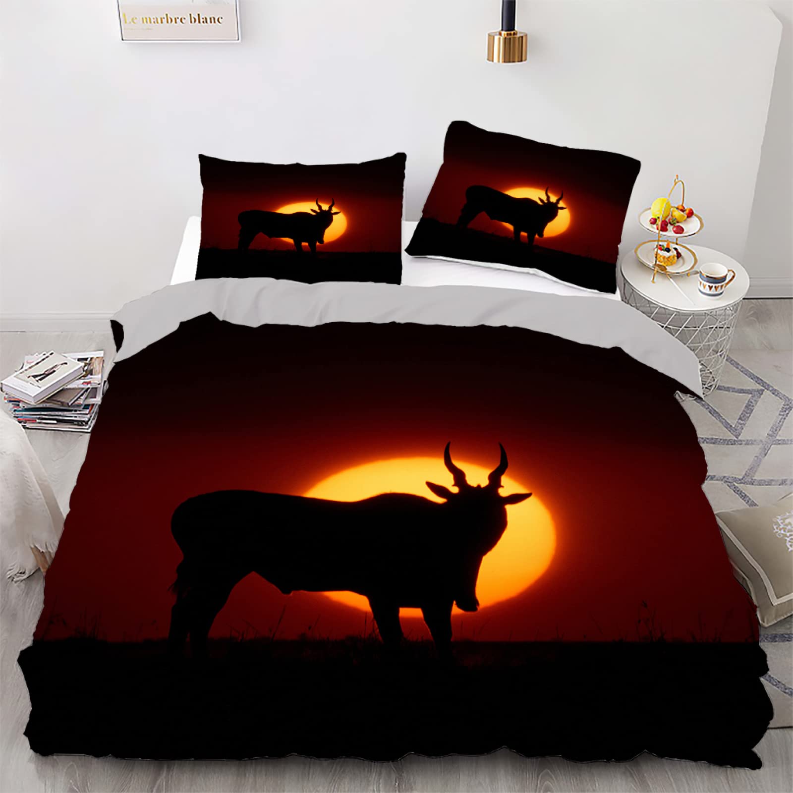 Housse de couette 200x200 avec fermeture éclair et deux taies 65x65
