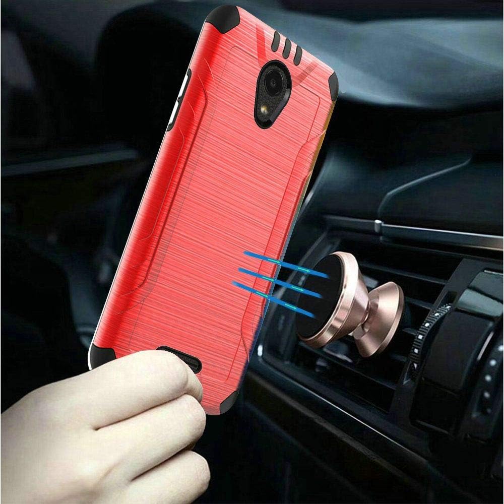 for TCL A1 Case, Phonelicious Slim Fit Brushed Metal Texture Shock Proof Lightweight Drop Protection Phone Cover Compatible with A501DL (Red)
