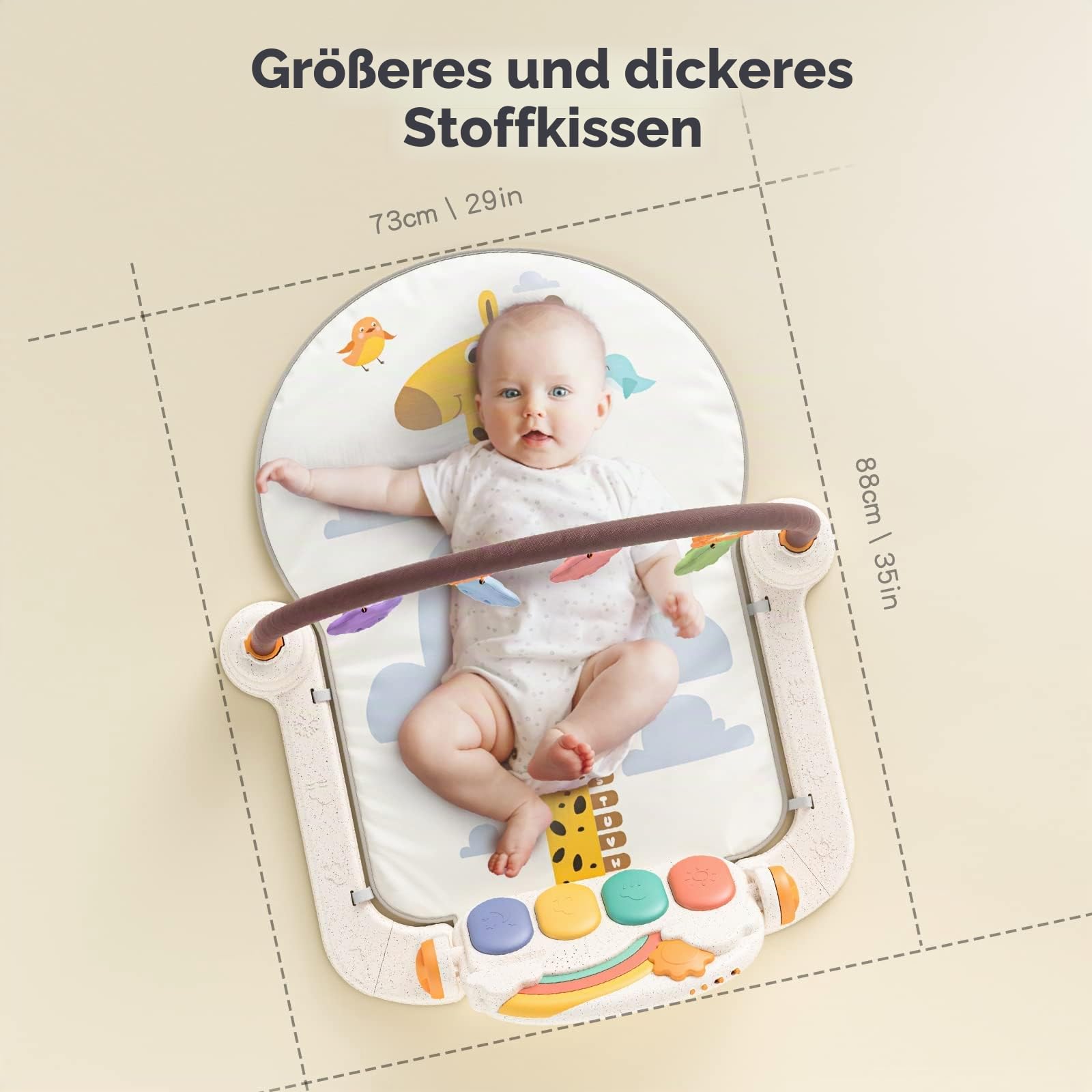 TUMAMA Baby-Spielmatten, Bodenaktivität, Fitnessstudio, Geräusche, Lichter, Musik, Kick, hängende Rasseln, Krabbelmatte, weich, dick, Kleinkind, Neugeborene, Weihnachtsgeschenke