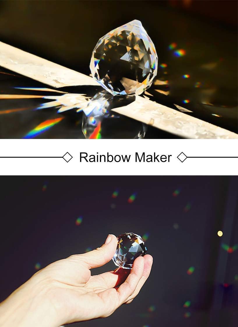 MerryNine Clear Crystal Ball Prism Sunshine Catcher Rainbow Pendants Maker, Hanging Crystals Prisms for Windows, for Feng Shui, for Gift(0.8"/20mm 20Pack-30mm/1.18" 20pack-40mm/1.57" 10pack)