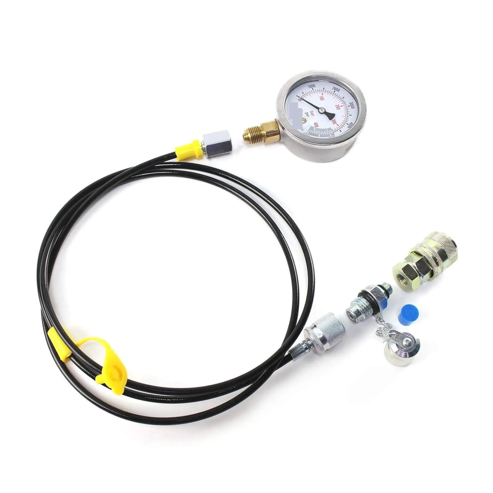 Manómetro, Kit de acoplamiento prueba presión hidráulica 40MPA/6000PSI, manómetro con 1, manguera y 2 acoplamientos para excavadora