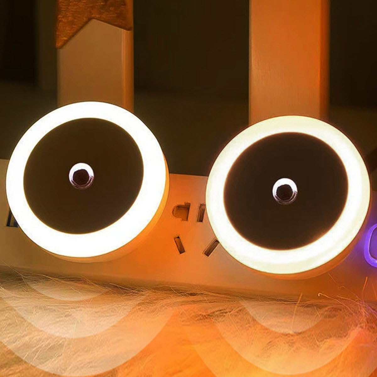 ECVV LED Night Light 2 Pack Dusk to Dawn Sensor Smart Nightlight Wall Plug for Kids Room Bathroom Bedroom Home Kitchen Hallway Stairway Energy Efficient Round Shape Baby Night Light Warm White