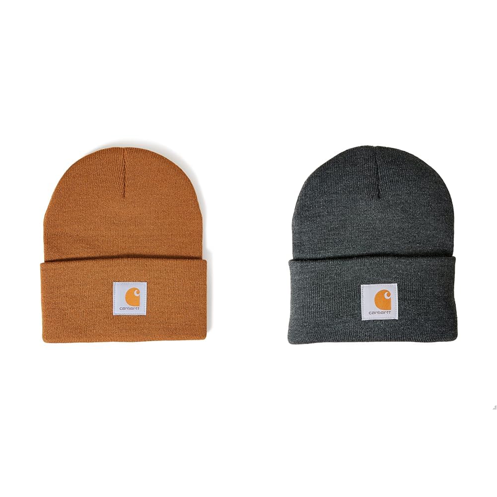 Men's Knit Cuffed Beanie, Carhartt Brown/Coal Heather