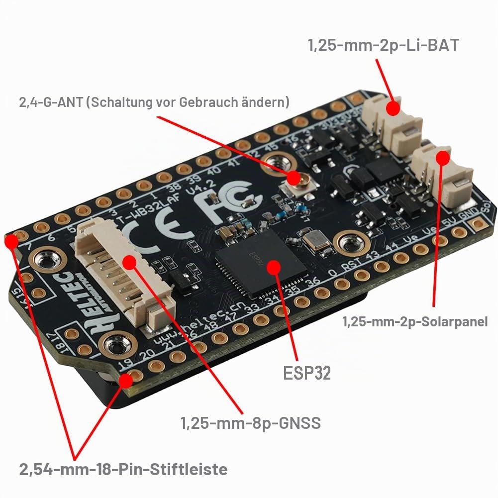 DIYmalls 868MHz LoRa 32 V4 ESP32 Entwicklungsboard + 5 dBi LoRa-Antenne 868 MHz für Meshtastic LoraWan Gateway, kompatibel mit Heltec LoRa32 V3