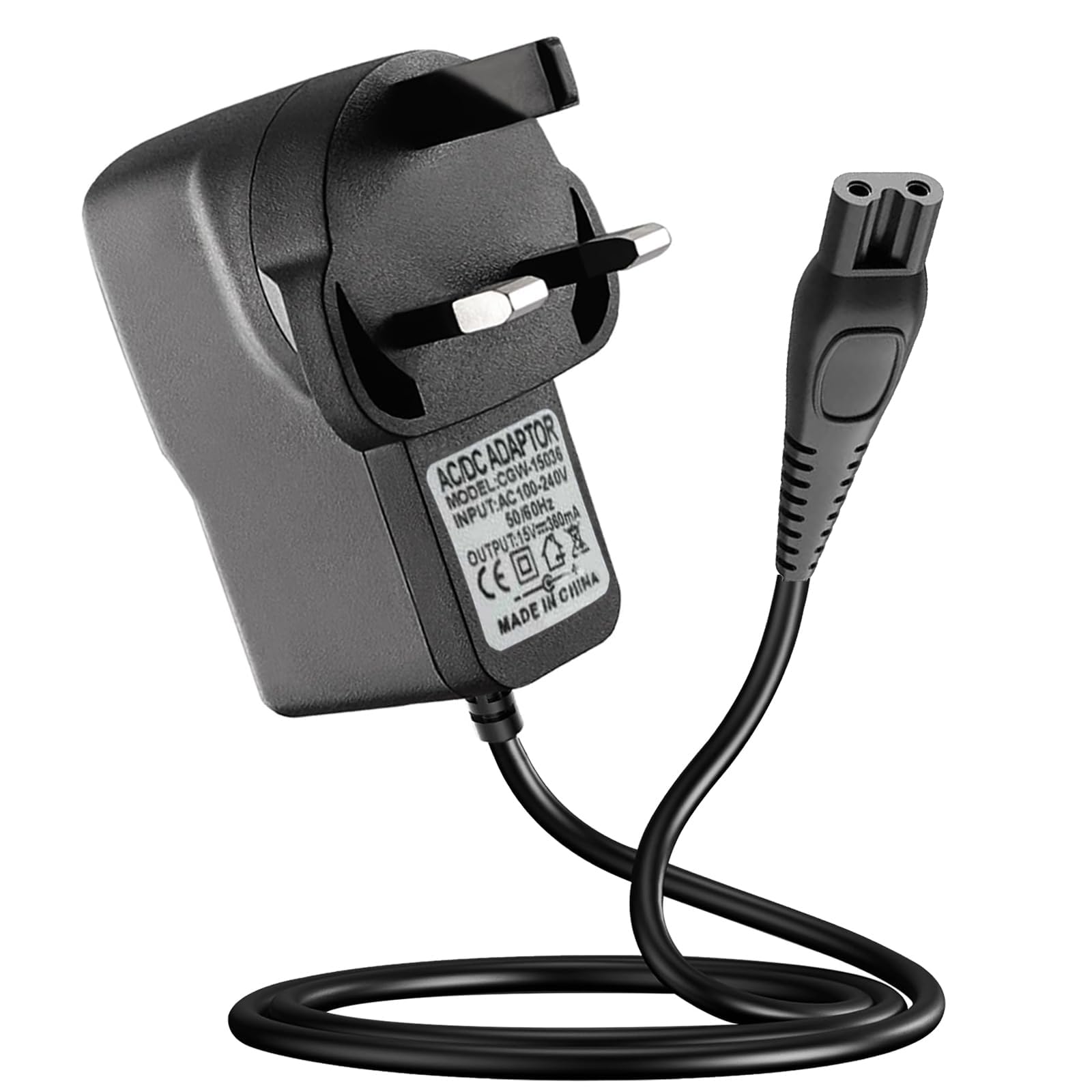 SANMUGEED 15V for Philips Shaver Chager HQ8505 Cable UK for Series 3000, 5000, 7000, 9000 Beard Trimmer S3233, S3333, S1332, BT5502, BT9810, MG7790 MG7750 Electric Razor Aquatouch Power Lead