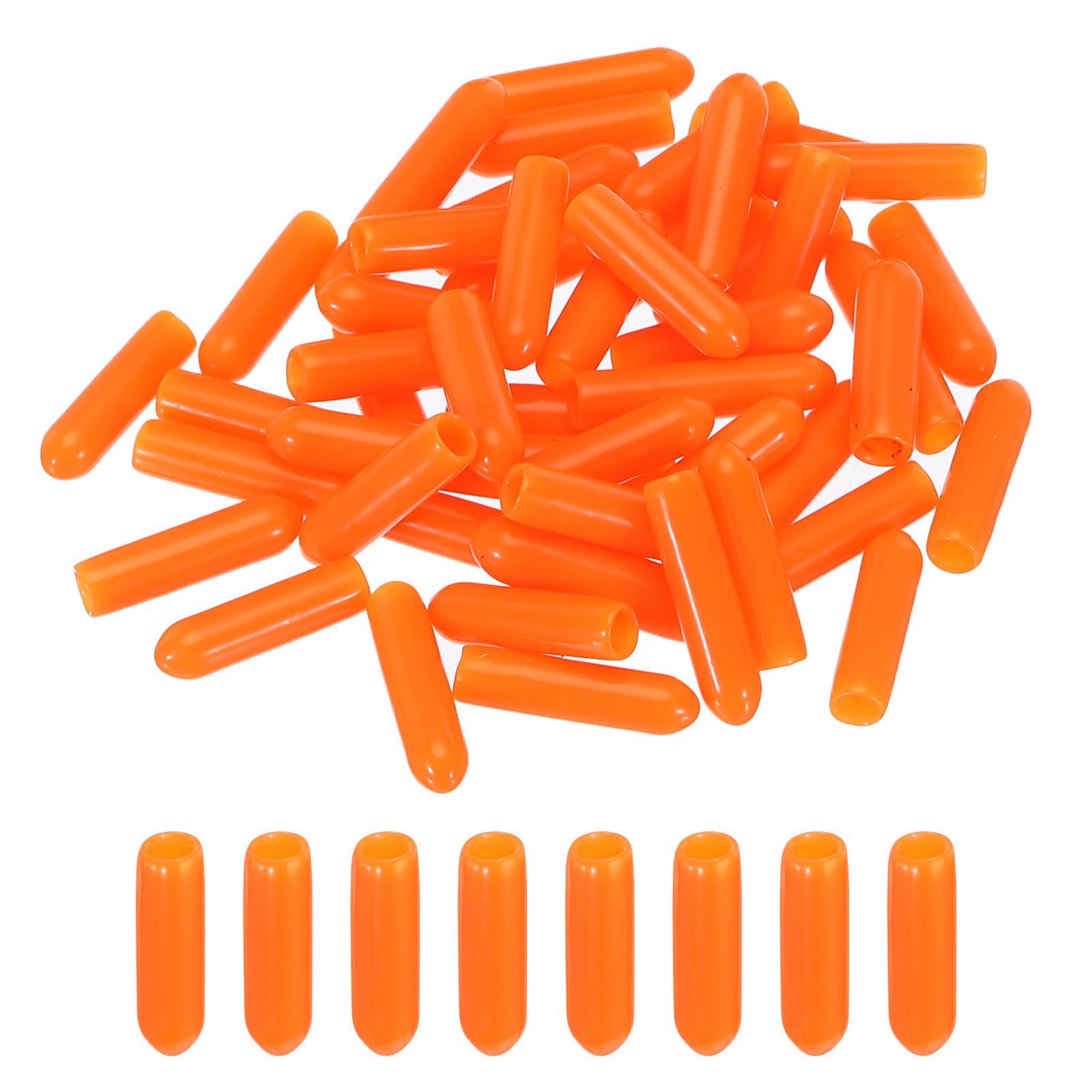MECCANIXITY 50pcs 3mm(1/8") Rubber End Caps Cover PVC Vinyl Screw Thread Protector Round Wire Shelf Caps for Screw Bolt Pipe Fence Post, Orange