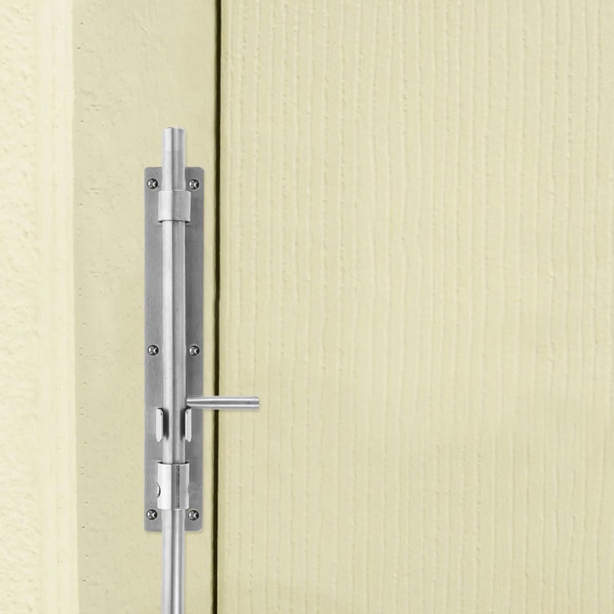 HEALLILY 2 Pezzi Chiavistello in Acciaio Inox, Chiusura Porta Scorrevole, Argento, per Porte e Cancelli, per Ante Singole e Doppie, Sicurezza Casa e Ingresso