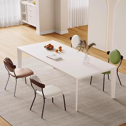 Miniatura 6 de Sillas de comedor, Sillas de comedor modernas de mediados de siglo con patas de metal y asiento tapizado, Sillas para comedor (blanco)