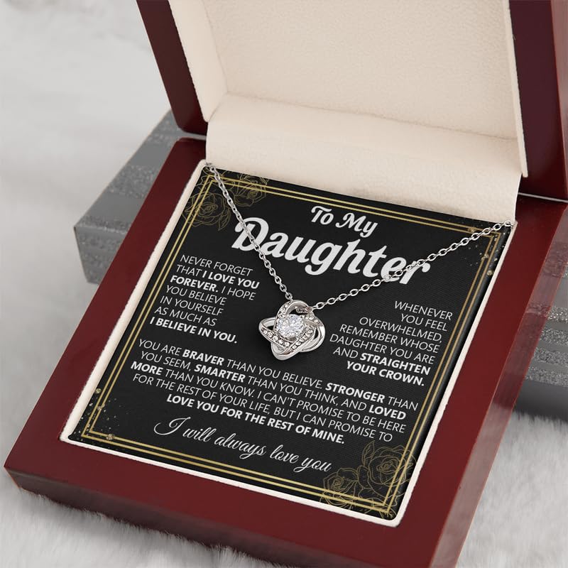 To My Beautiful Daughter Necklace from Mom & Dad, Never Forget That I Love You Necklace, Christmas Jewelry Gift from Parents, Gifts For Daughter Necklace With Message Card and Box3