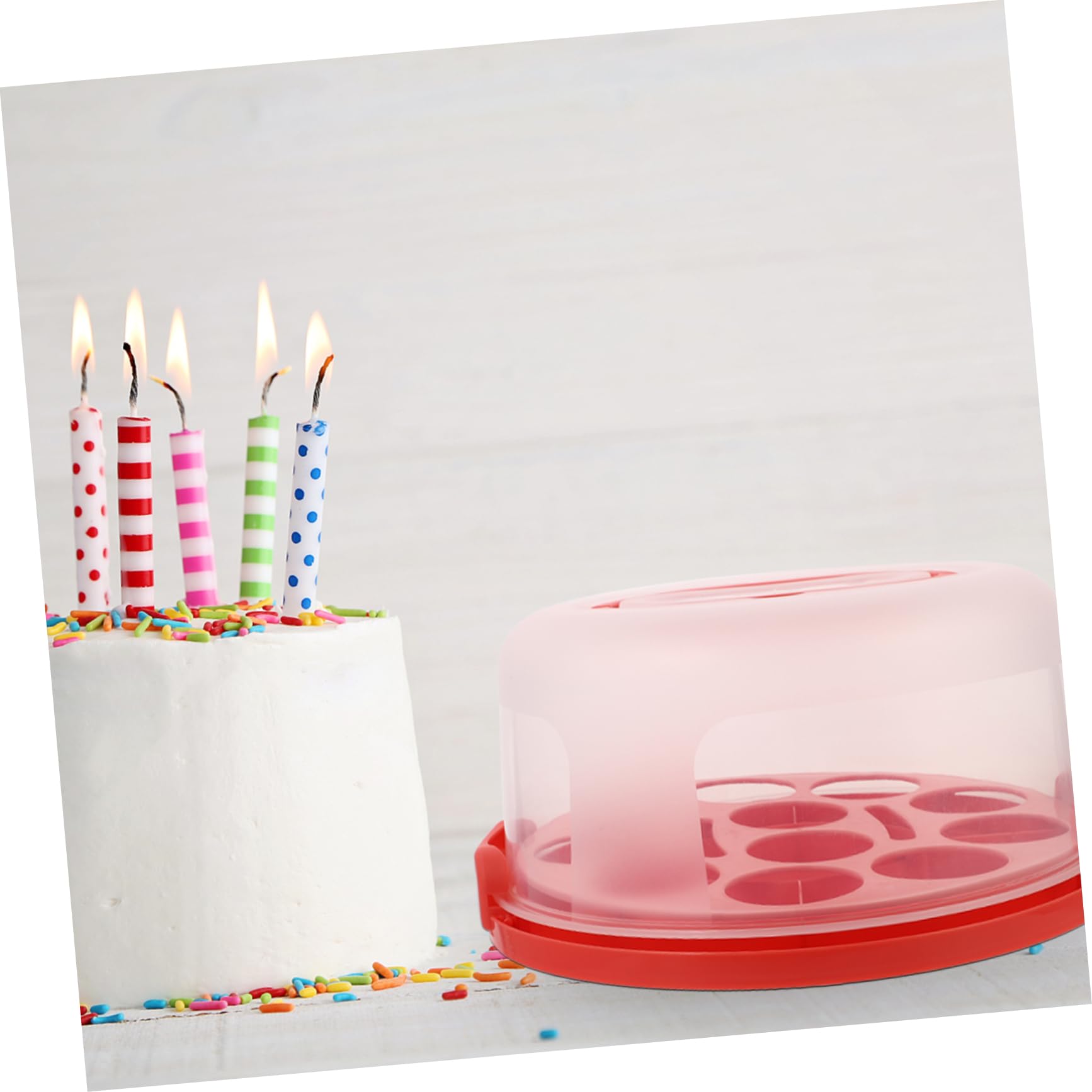 MUCKLILY 1Pc Portable Thicken Cake Carrier with Transparent Design Reusable Cupcake Box for Bakery Desserts Food Container with Elegant Display Cover