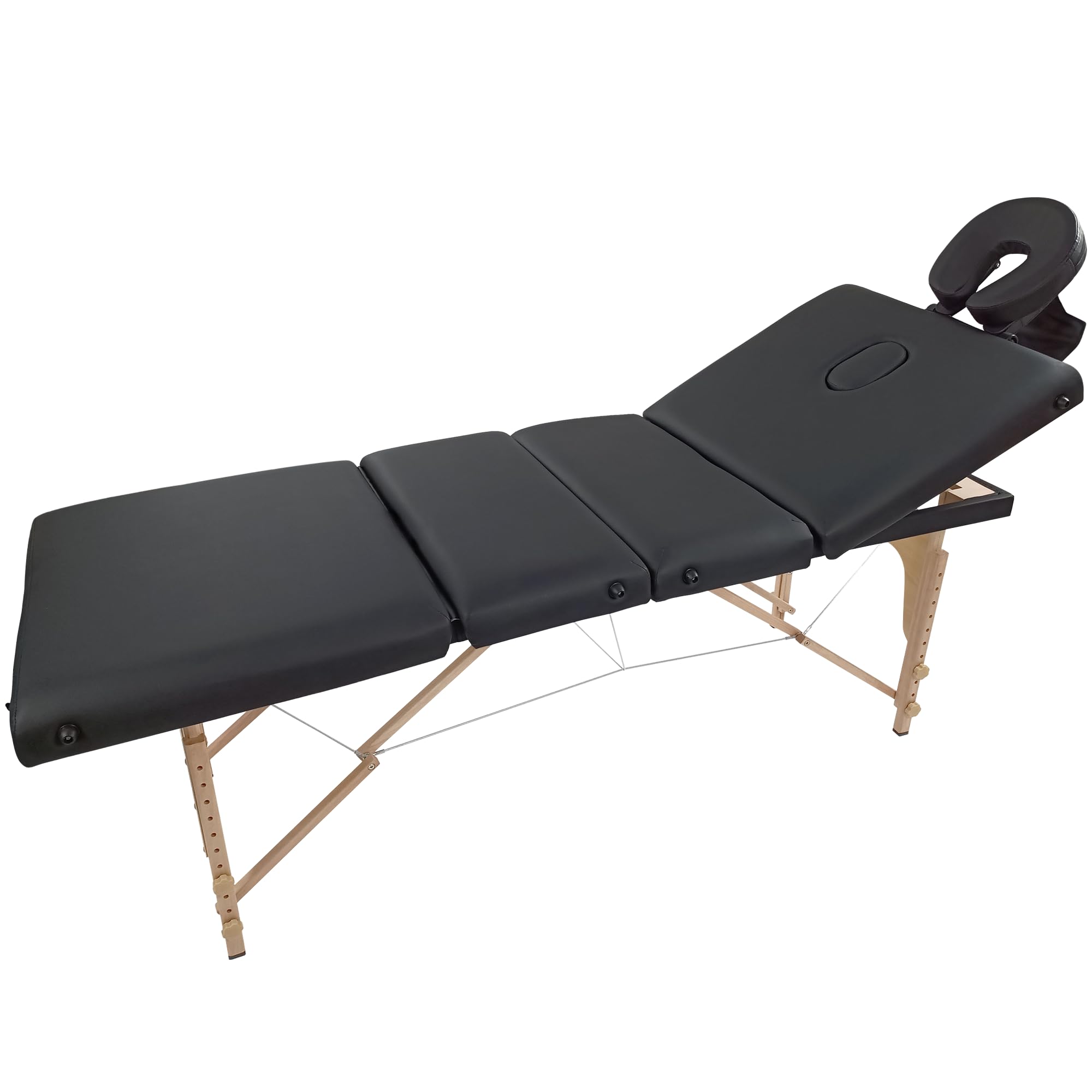 BELTOM® Table de Massage 4 Zones Portables Cosmetique lit esthetique avec Panneau Reiki + Sac - Noir