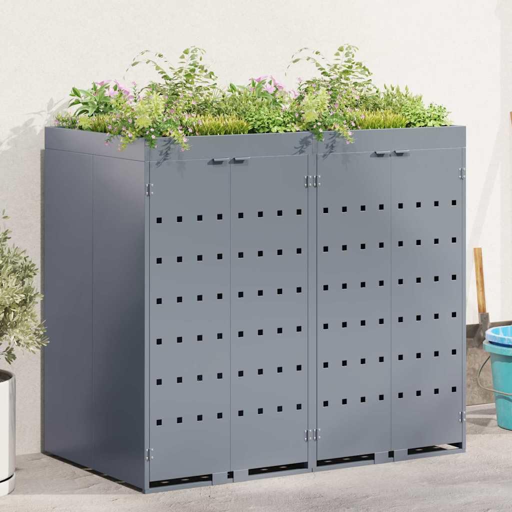 Genérico Almacenamiento de Cubos Wheelie para 2 Cubos Gris Claro,Casa y jardín,Productos del hogar,Accesorios para contenedores de residuos,Soportes para contenedores de residuos-3394748