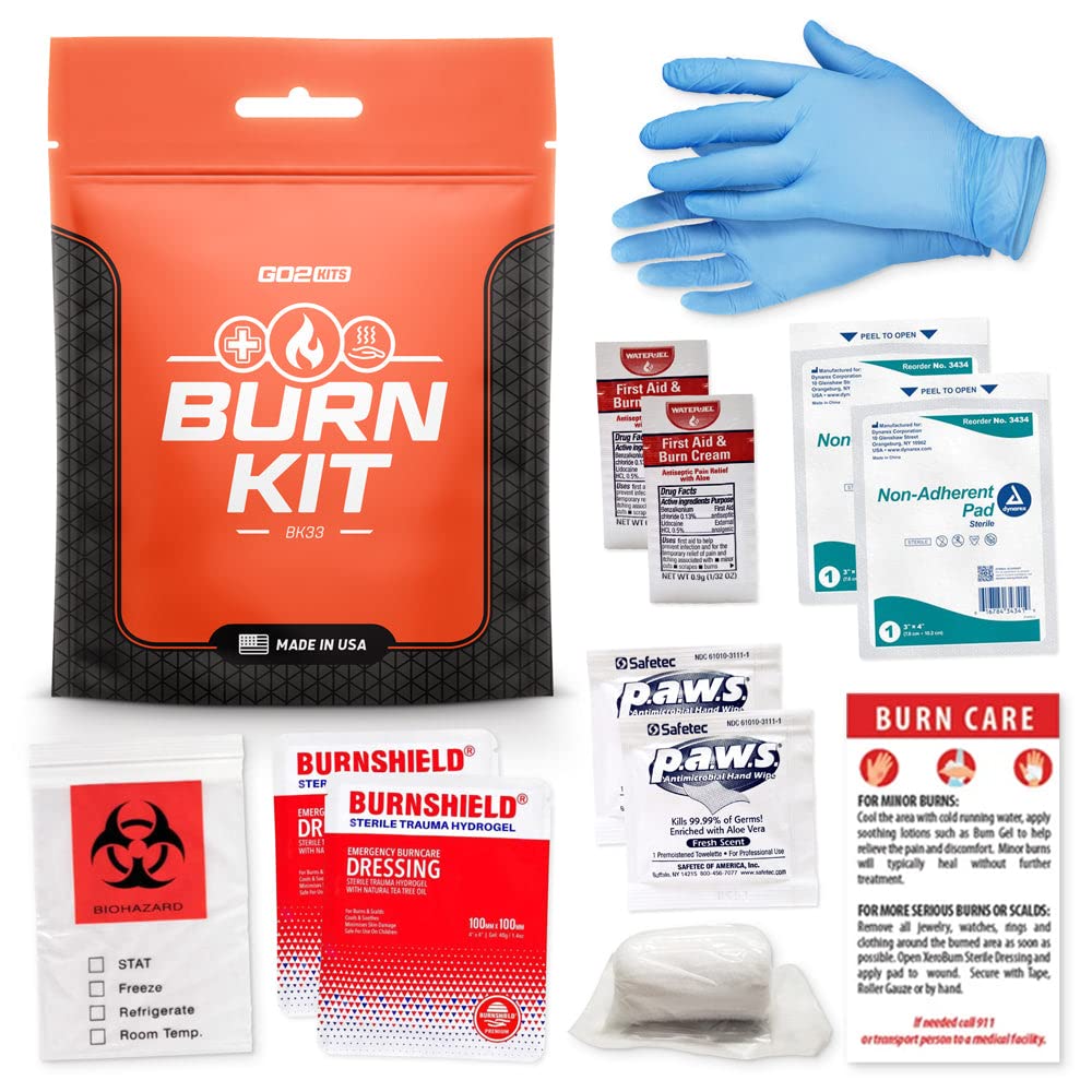 Advanced Burn Kit, Comprehensive Burn First Aid Kit with Dressings, Burn Cream & Gauze, Portable First Aid Kit for Home, Office, Car & Travel, 1-Pack