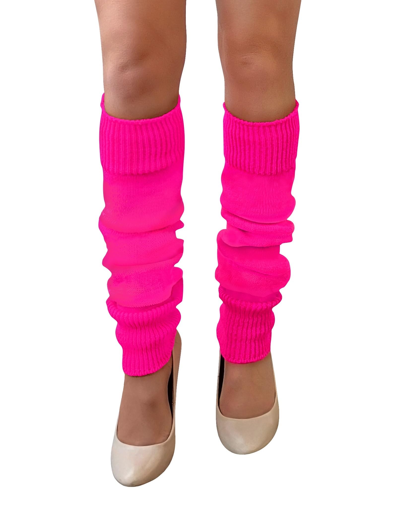 NuJake Leg Warmers In Assorted Colours 1980s Luxurious Girls Cosplay Legwarmer (Pink)