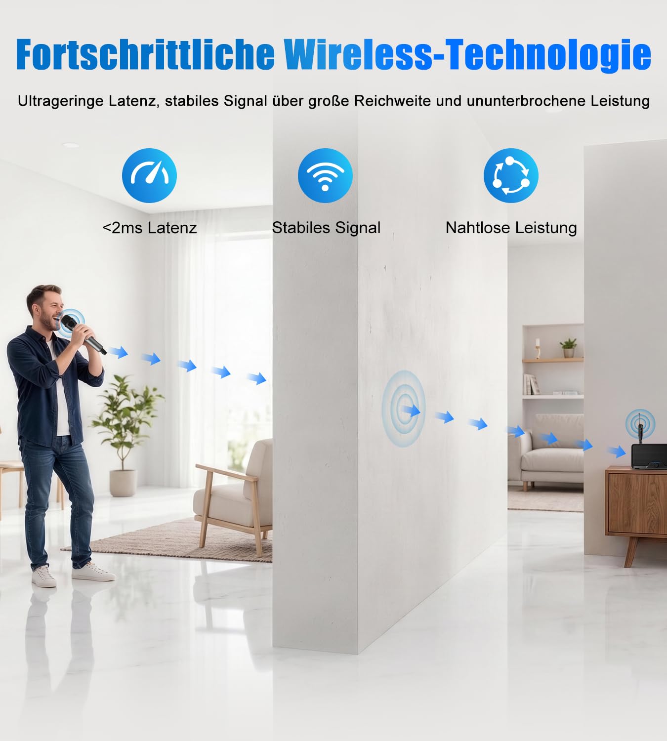 Aveek Kabelloses Karaoke-Mikrofon mit 80 m Reichweite & 40 Std. Akku – wiederaufladbar, klarer Klang, sofort einsatzbereit für Karaoke, Bühnenauftritte, Vorträge, Rot & Schwarz, 2er-Pack | Stabiles Funksignal, High-Fidelity-Klang, < 2 ms Latenz, faltbarer