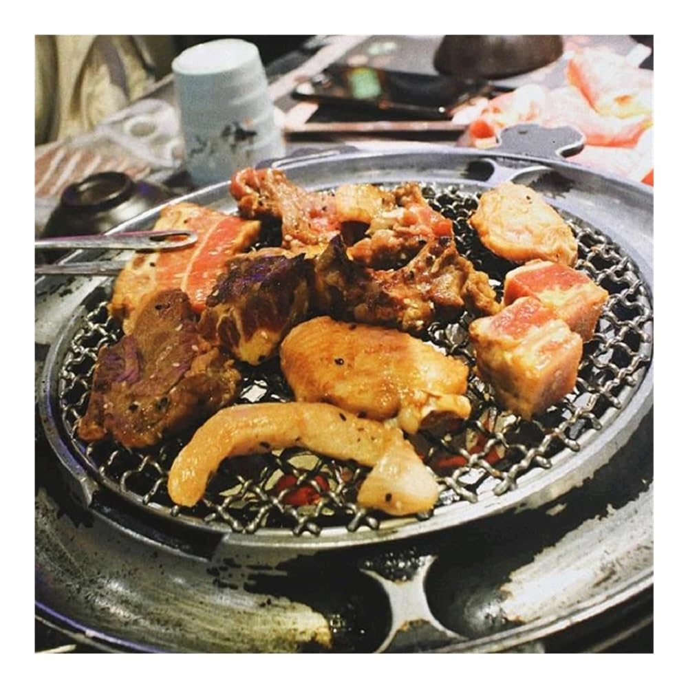 Red redonda de acero inoxidable para barbacoa, malla coreana de alambre antiadherente, accesorios de malla para barbacoa, fiesta, picnic, camping, herramientas (18 cm)