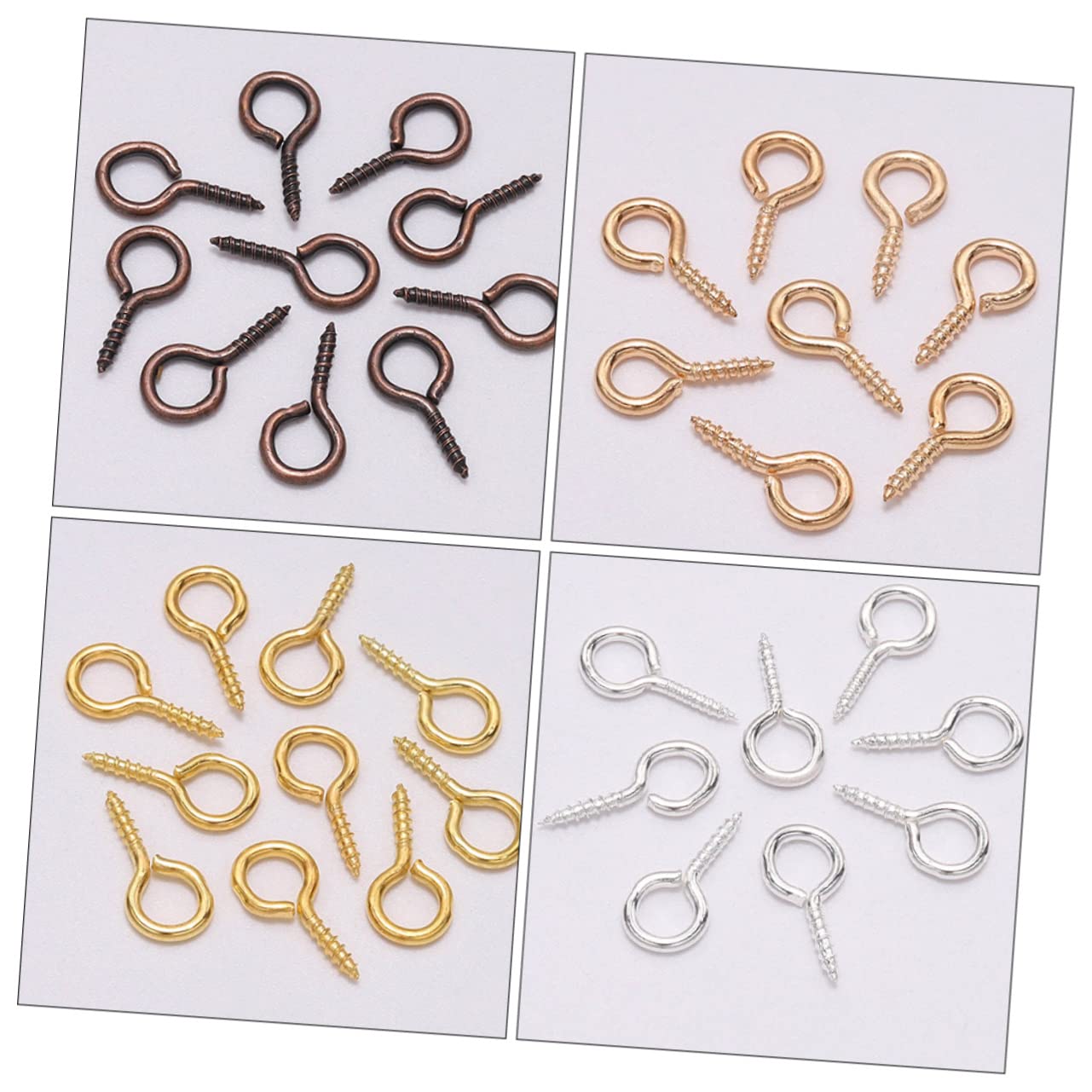 DOITOOL Sets Metal Eye Screw Hooks Self Tapping Screw Ring for Jewelry Craft Beads Hooks Threaded Eye for DIY Projects Pcs