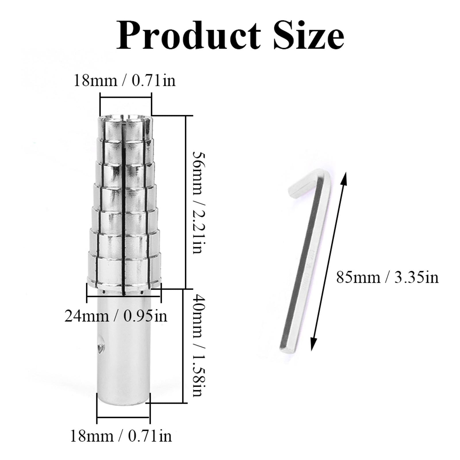 Baguier extensible, mandrin à vis, clé hexagonale, outil de bijoux en acier inoxydable, pour le tournage et la fabrication de bagues