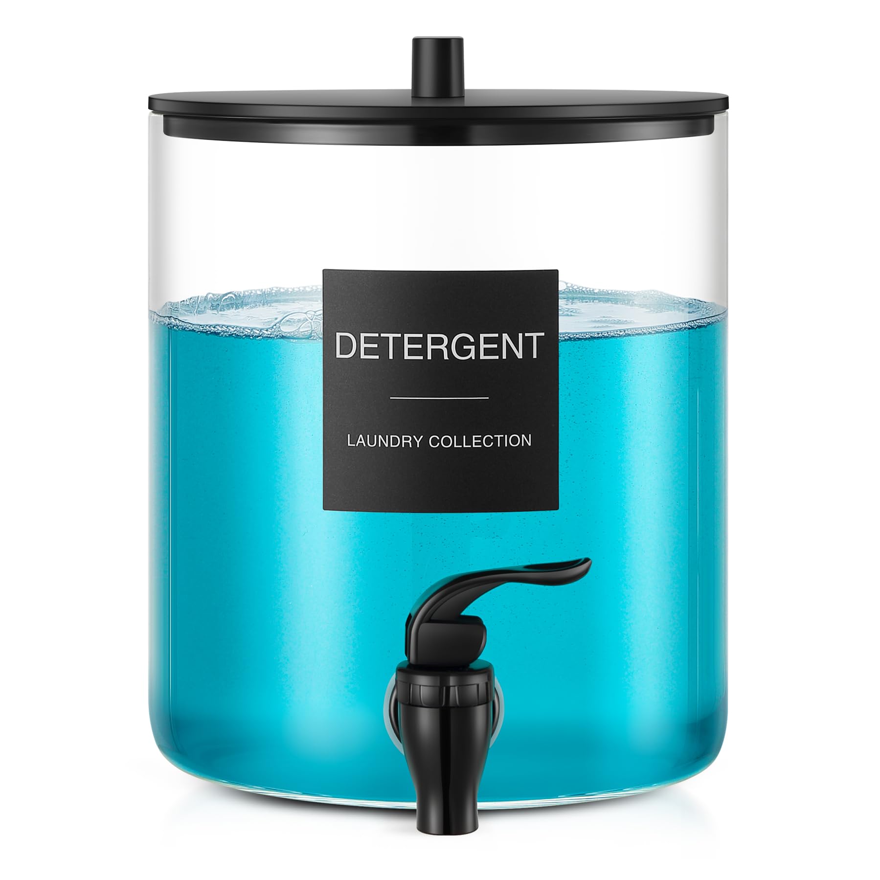 Photo 1 of Glass Laundry Detergent Dispenser, 128 oz / 3.5L Fabric Softener Dispenser for Laundry Room Organization, Detergent Holder with Plastic Spigot (Black, 1 Pack)