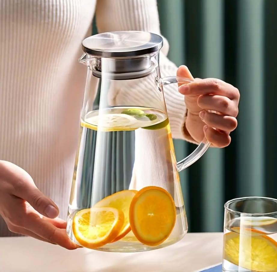 Image of Premium Water and Juice Glass & Borosilicate Glass Jug Set Combo [6 Piece Glass 280 ML & 1 Piece Jug 2 Liter] Transparent Pitcher Set for Dining Table, Home & Restaurant,Party (MTS - 03)