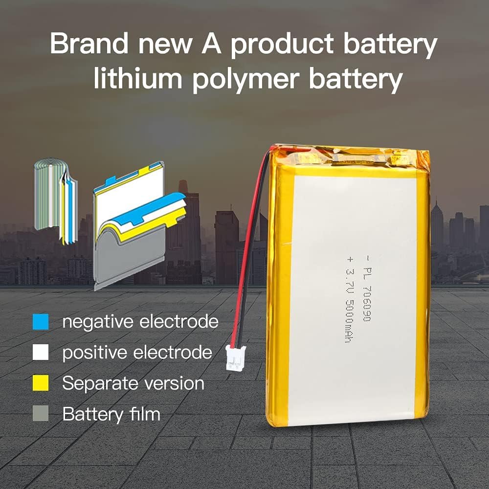 3.7V 5000mAh 706090 Batteria Lipo Batteria Ricaricabile Agli Ioni Di Litio Con Connettore JST