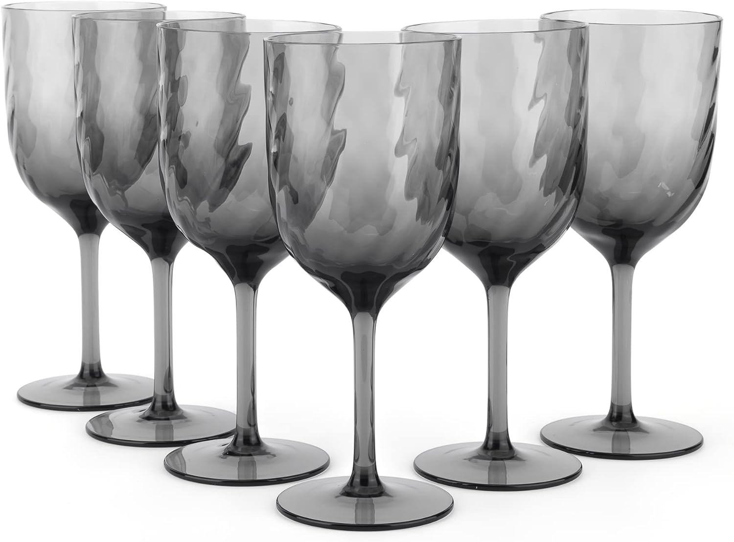 KOXIN-KARLU Unbreakable Classic 14 ounce All-Purpose Plastic Stem Wine Glasses Acrylic Glasses, Set of 6 Blue