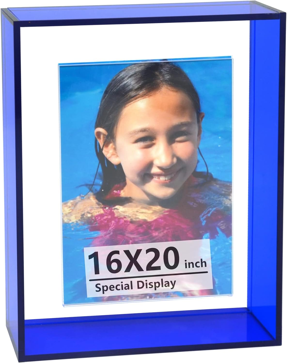 16 x 20 Poster Frame Large Acrylic Floating Picture Frame Neon Translucent Decorative Colorful Wall Mounting Freestanding Photo Frame for Studio Gallery Portrait Artwork, Navy Blue 16X20 Inch Navy Blue