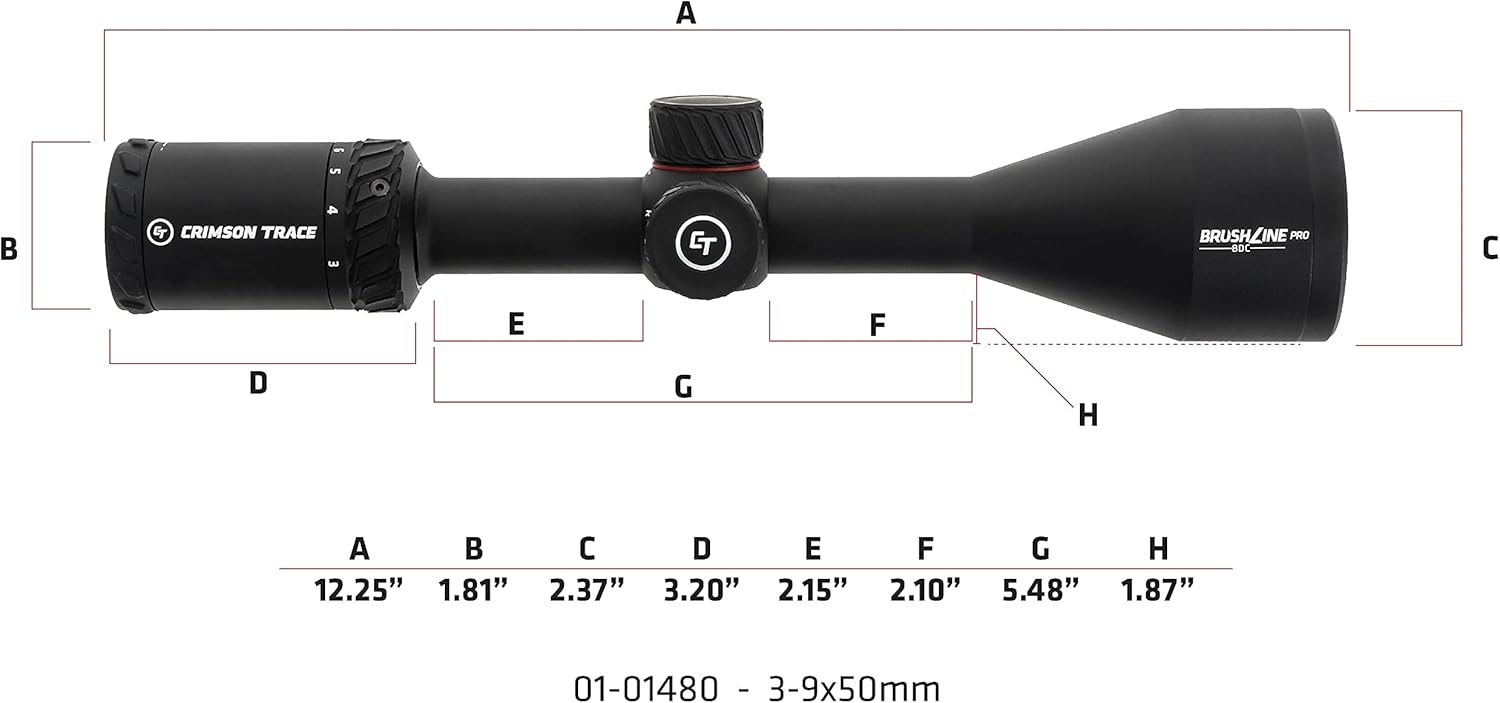 Crimson Trace Brushline Pro Riflescope with Lightweight Solid Construction, Scope Caps and Lens Cloth for Hunting, Shooting and Outdoor