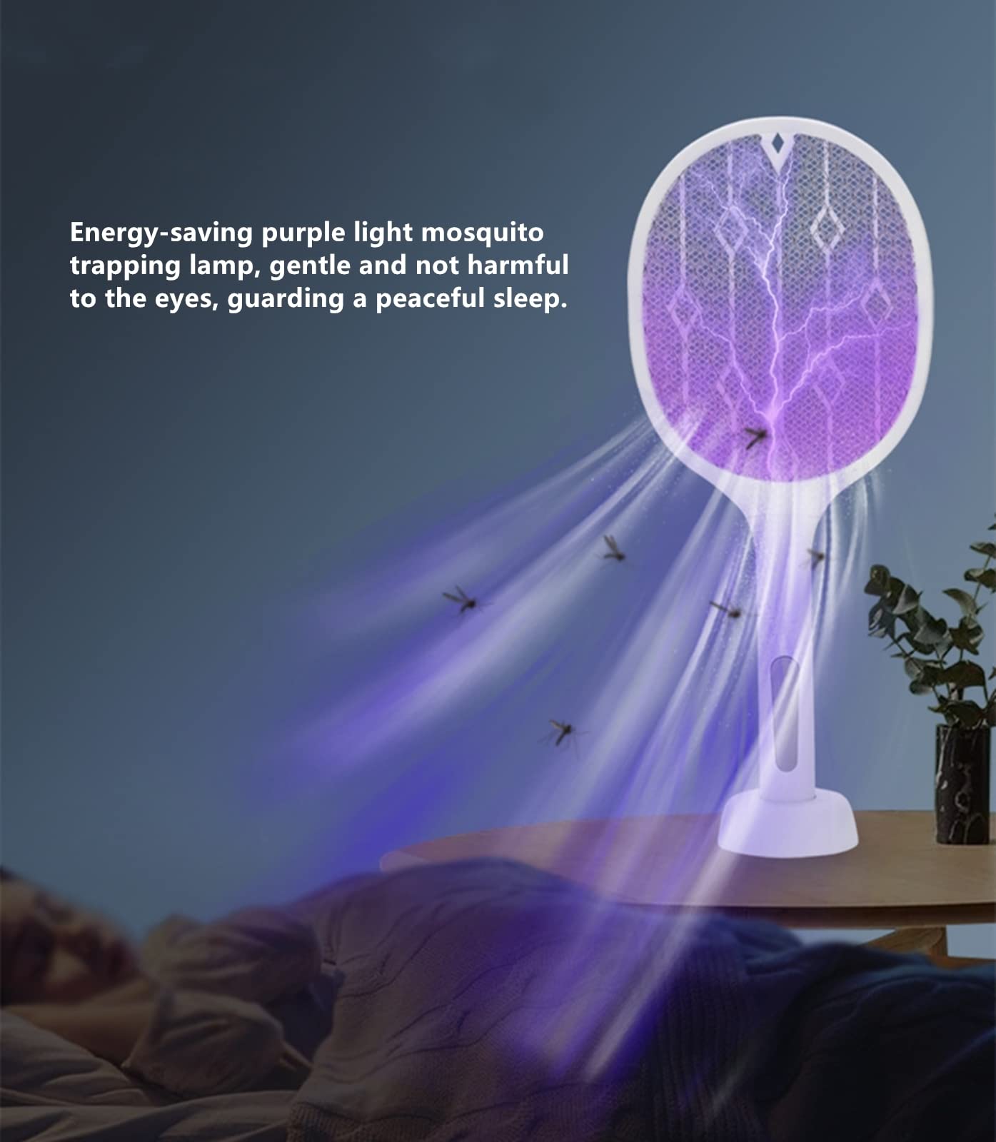 FAXIOAWA Scacciamosche Elettrico, Killer per Zanzare 2 in 1, Lampada Zapper per Insetti con Ricarica USB 3000V per Interni Ed Esterni, Zapper Elettrico per Zanzare, Mosche, Falene,Bianca
