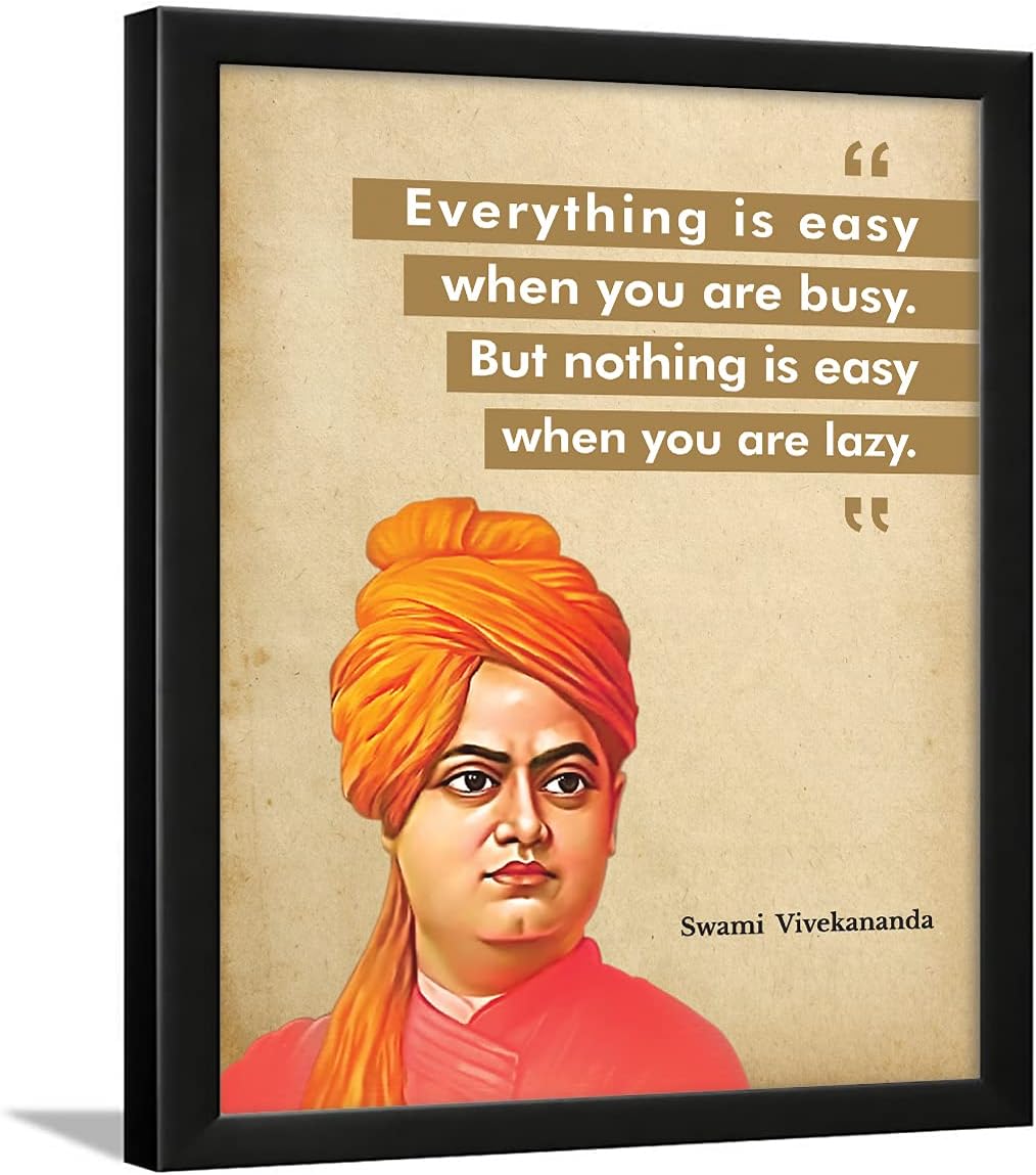 Chaka Chaundh Acrylic - Suitable Swami Vivekananda Motivational Quotes Frames For Office & Student- Framed Posters With Frame - Quotes Wall Frames - Photos With Quotes - (14 X 11 Inches)