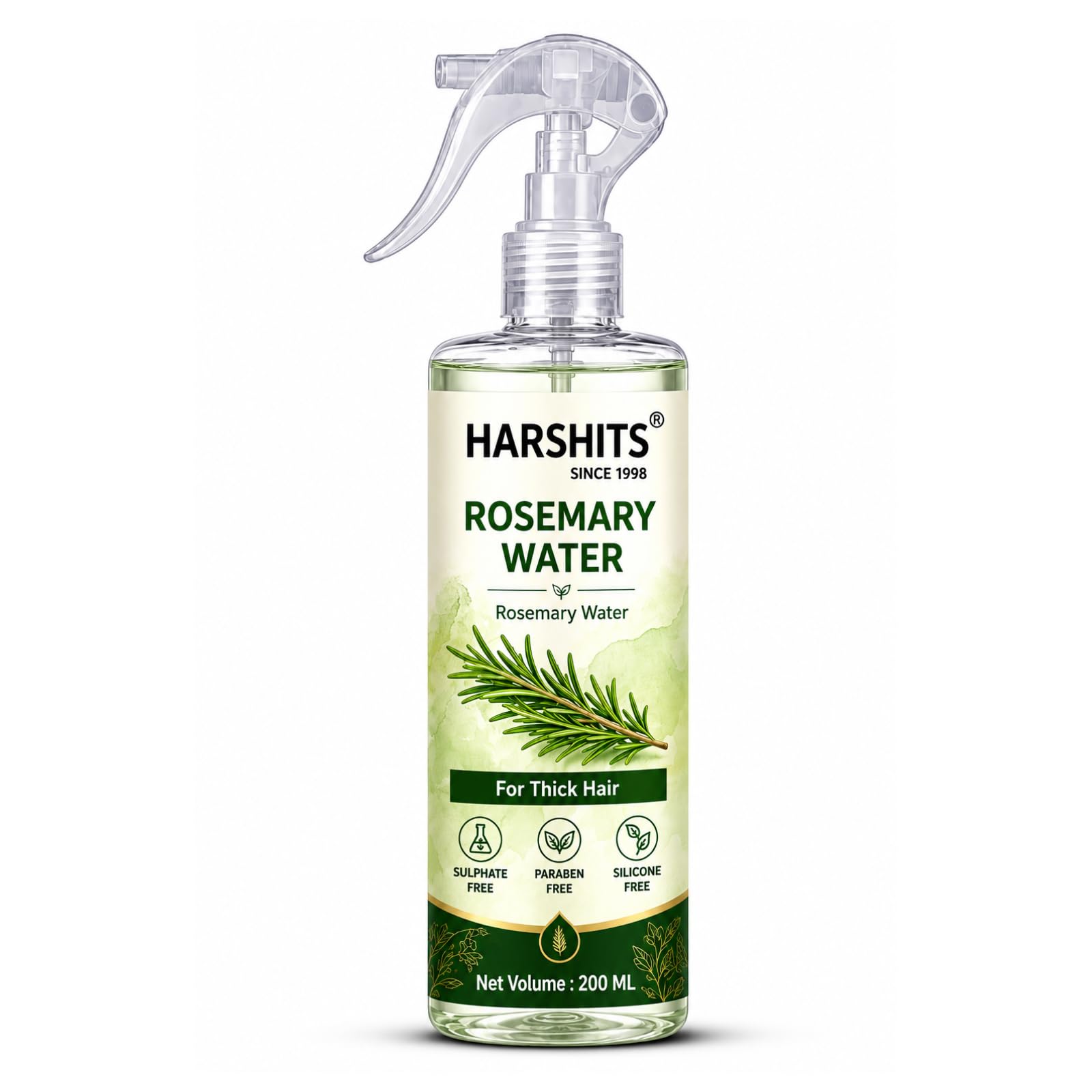 harshits rosemary water 200ml for growth, thickness & scalp nourishment | rosemary extract mist helps reduce breakage, strengthen roots and add natural shine | non-greasy formula for men & women | suitable for all types