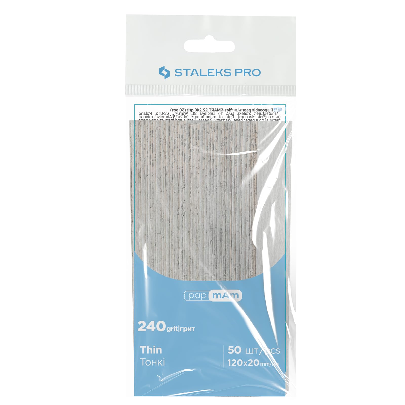 STALEKS Pro Lot de 50 limes jetables Papmam pour base droite Smart Papier écologique Grain 180