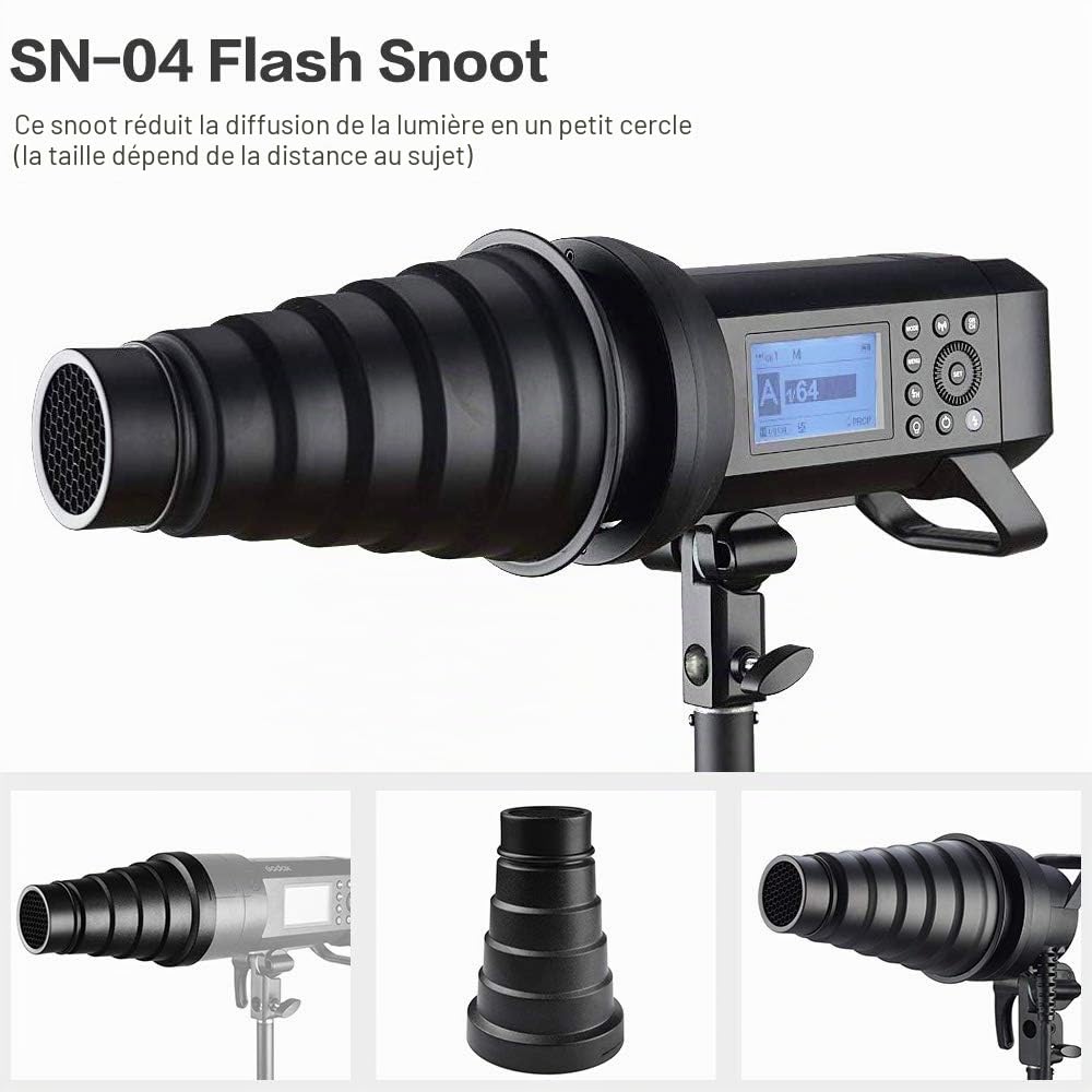 GODOX SN-04 Snoot avec grille nid d'abeille pour Bowens Montage Godox AD400Pro (SN-04 Flash Snoot)