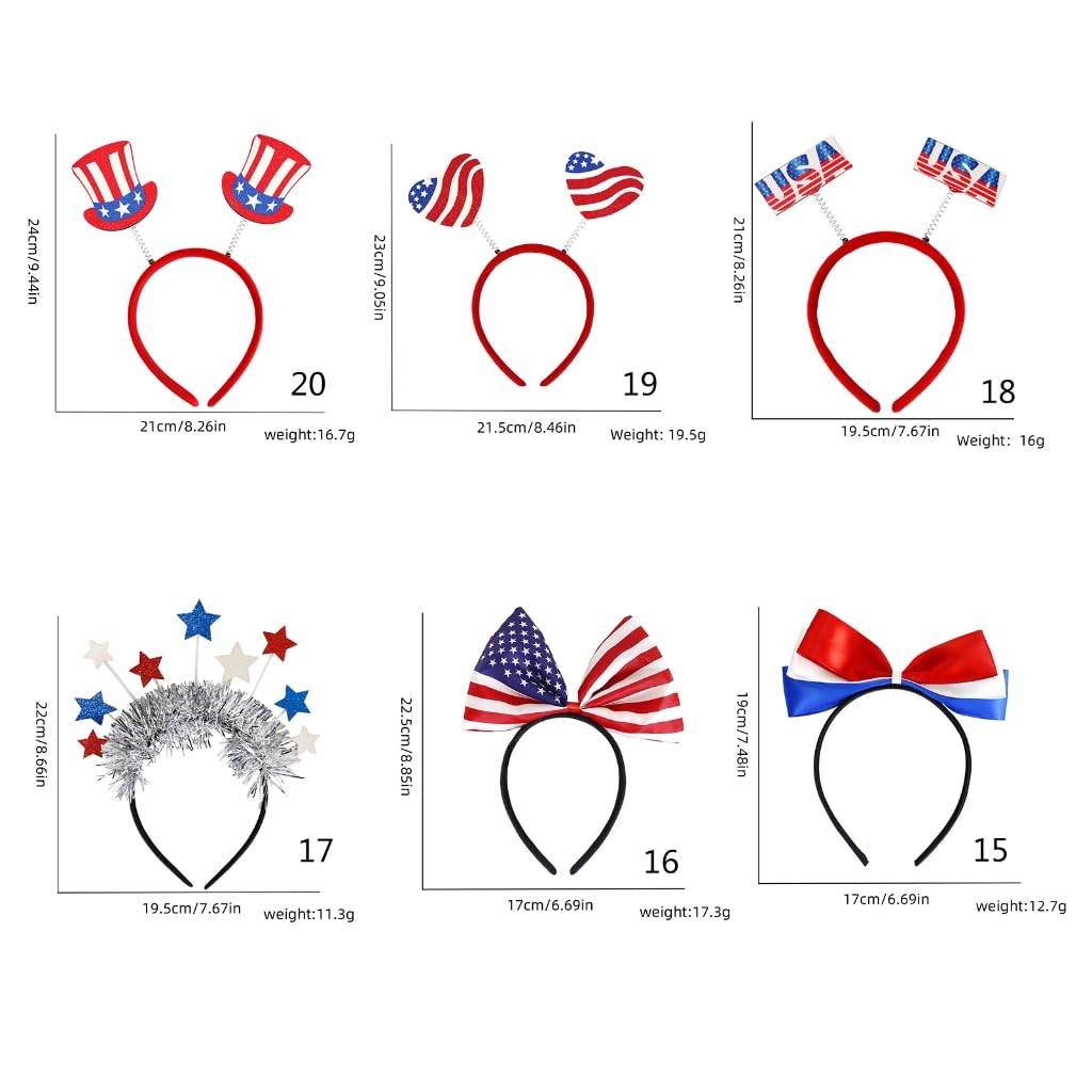 6 Cappelli Corona Con Bandiera Americana 4 Luglio: Accessori Patriottici Per Feste E Photo Booth - 2