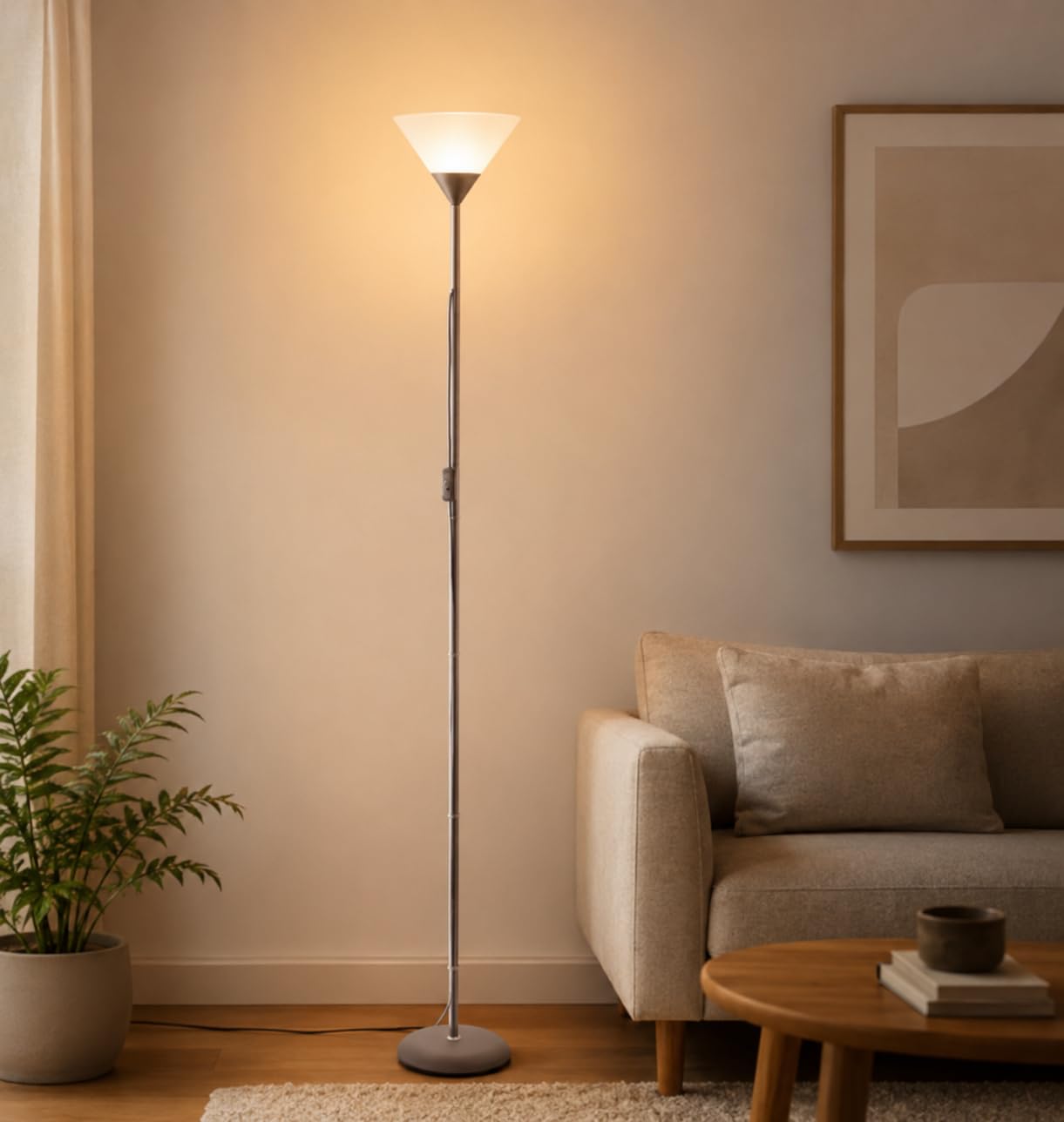 Eglo Modern Silver Floor Lamp for Living Room Decoration with White Plastic Shade, E27 Base, Contemporary Standing Floor Lamp for Bedroom Corner, Living Room & Reading Spaces-image-44