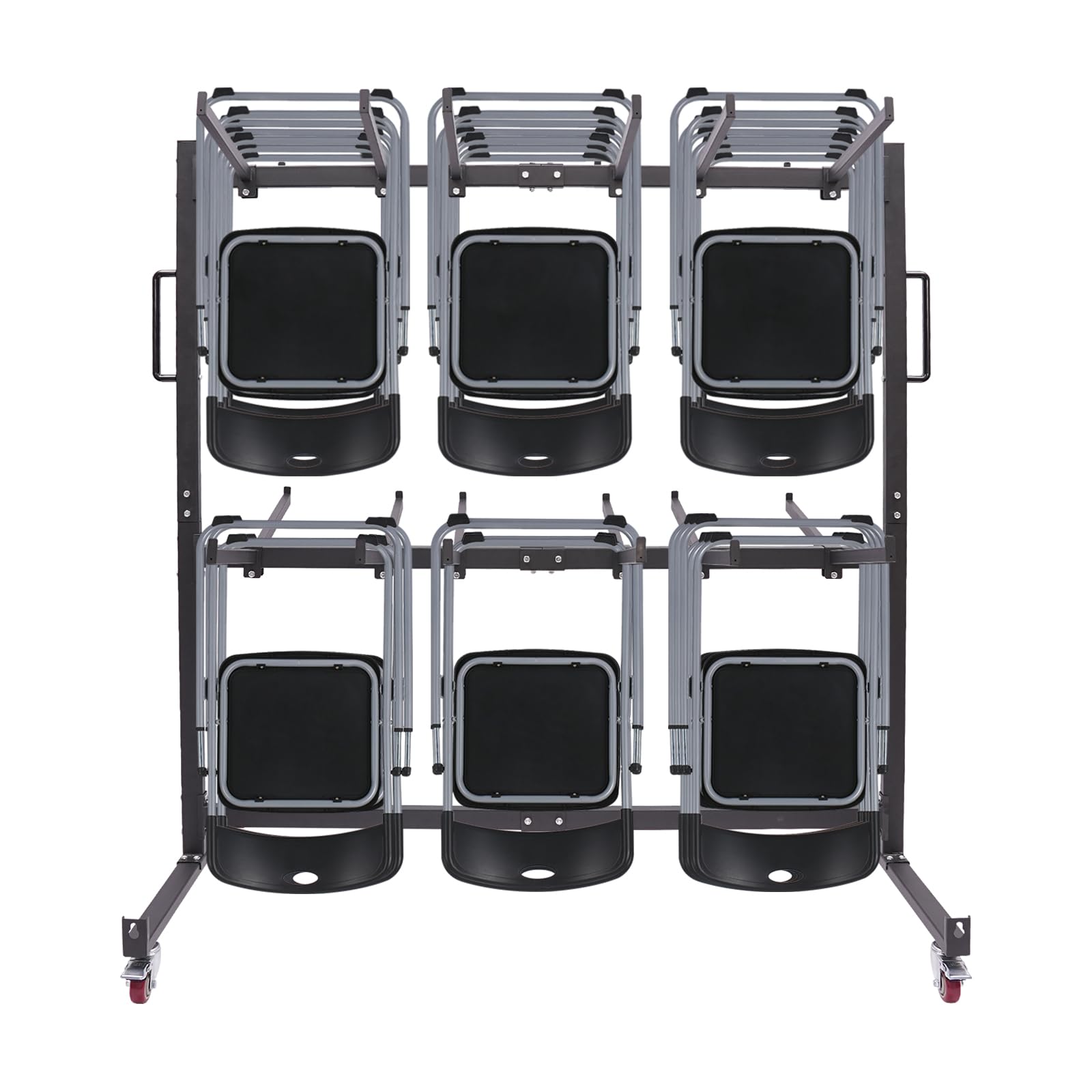 Folding Chair Rack Heavy Duty Table Trolley Desk Trolley 4 Universal Wheels(All with Brakes) Black Folding Chair cart for School Classroom, Hotel Meeting Room, Hotel Meeting Room, 84 Chair Capacity