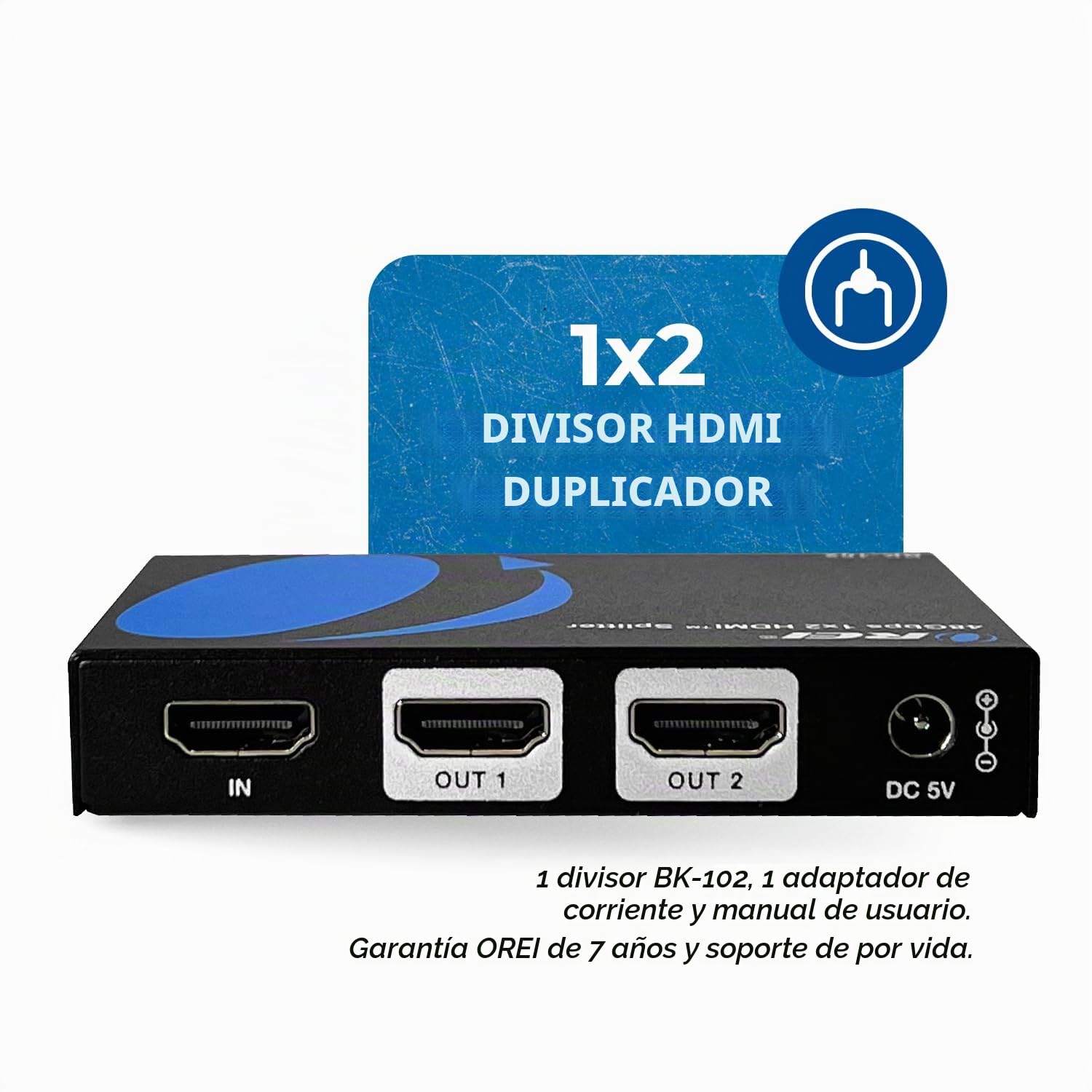 OREI - Divisor HDMI 8K 1 x 2, duplicado/Espejo Cualquier señal HDMI UltraHD soporta hasta 4K @ 120Hz EDID HDCP 2.3 - (BK-102)