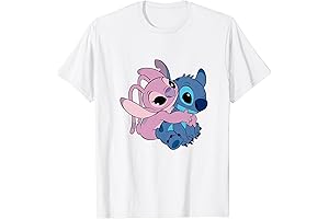 Lilo & Stitch Cute Angel & Stitch Hugging Chest Logo T-Shirt