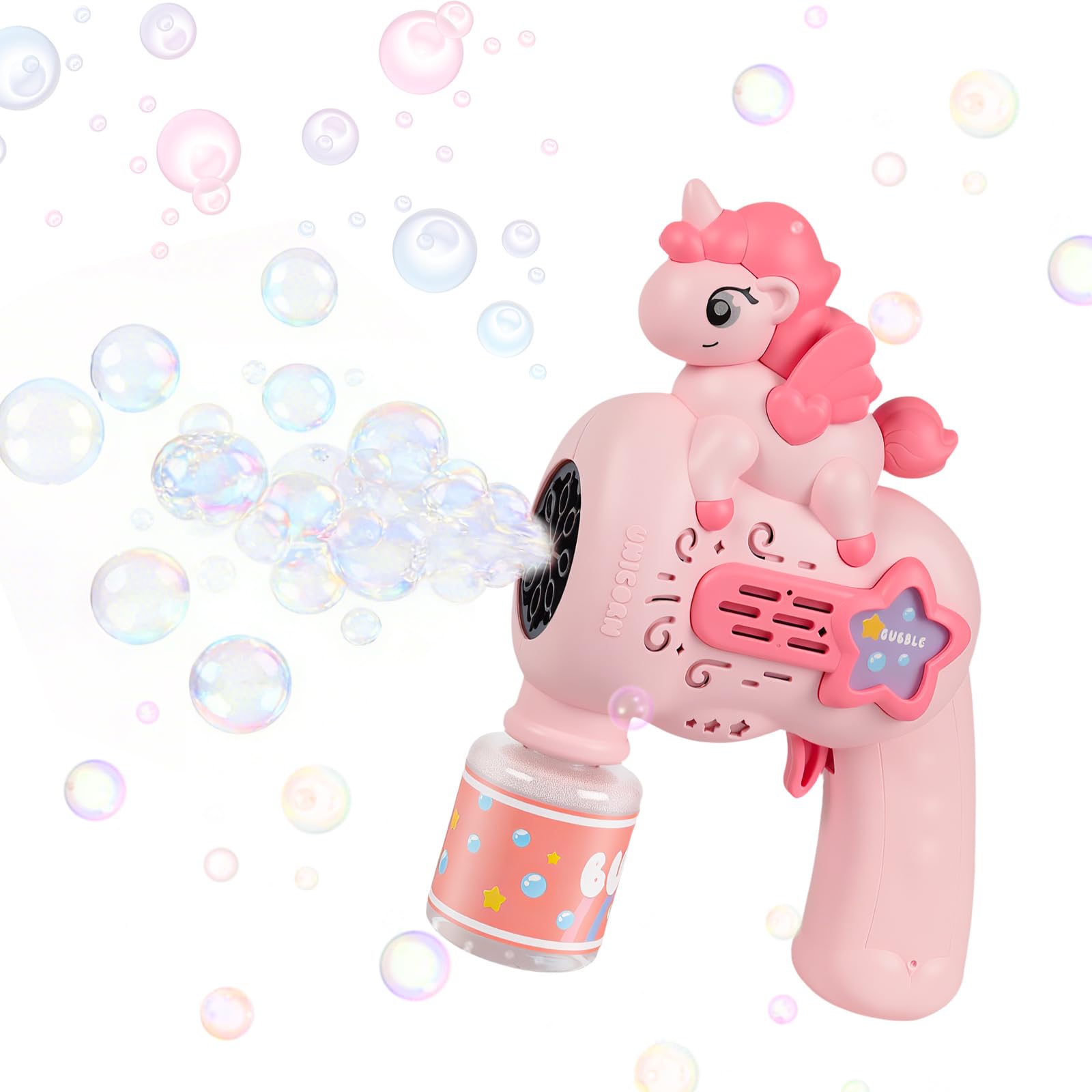 Unicorn Electric Bubble Gun - Automatic Bubble Machine for Kids with Battery, Kids Gifts for Girls, Summer Toy, Outdoor Toys for Toddlers Age 3-5, Outdoor Activity, Party, Weddings