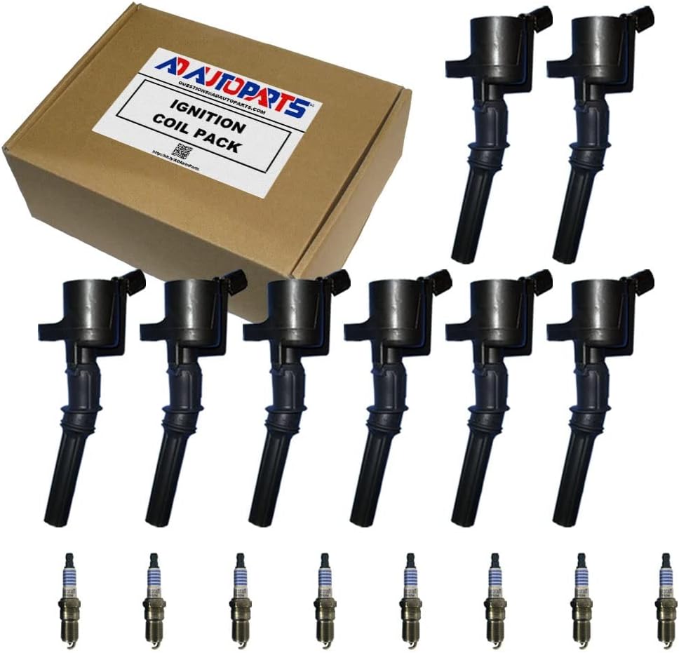 Set of 8 OEM Platinum Spark Plugs + 8 AD AutoParts Ignition Coils For 1998-2011 Ford Crown Victoria 4.6L
