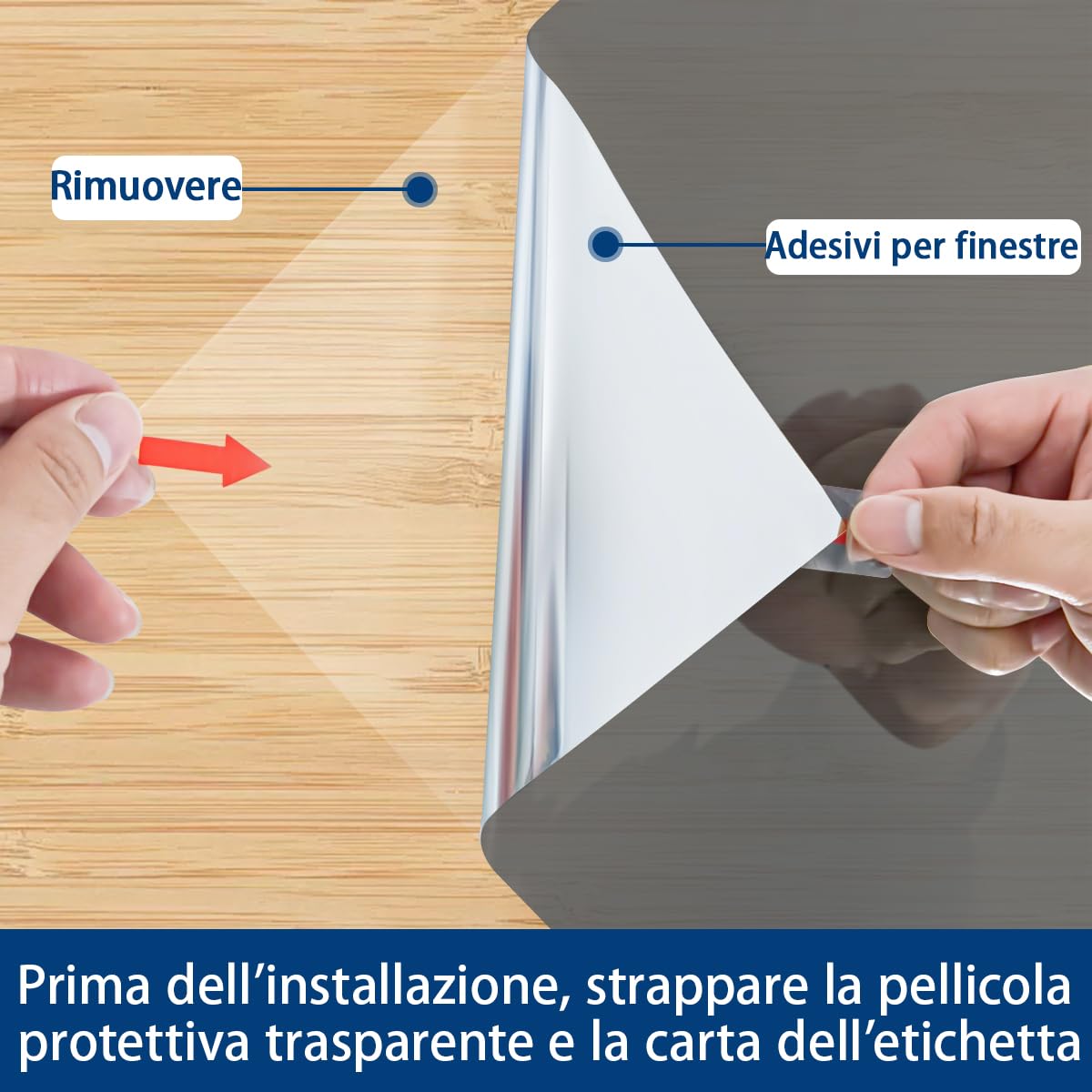 Niviy Pellicola per Vetri Finestre 44.5 x 400CM Pellicola Specchio Autoadesive Protezione Privacy Finestre Anti-UV,Controllo del Calore Adatto per Camera da Letto, Ufficio e Cucina