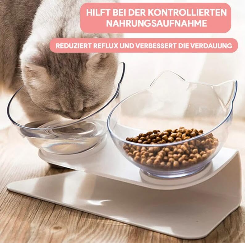 SWZEC wahre katzenliebe PurrBowl™ - erhöhter Anti-Erbrechen Fressnapf (2PCS,transparent)